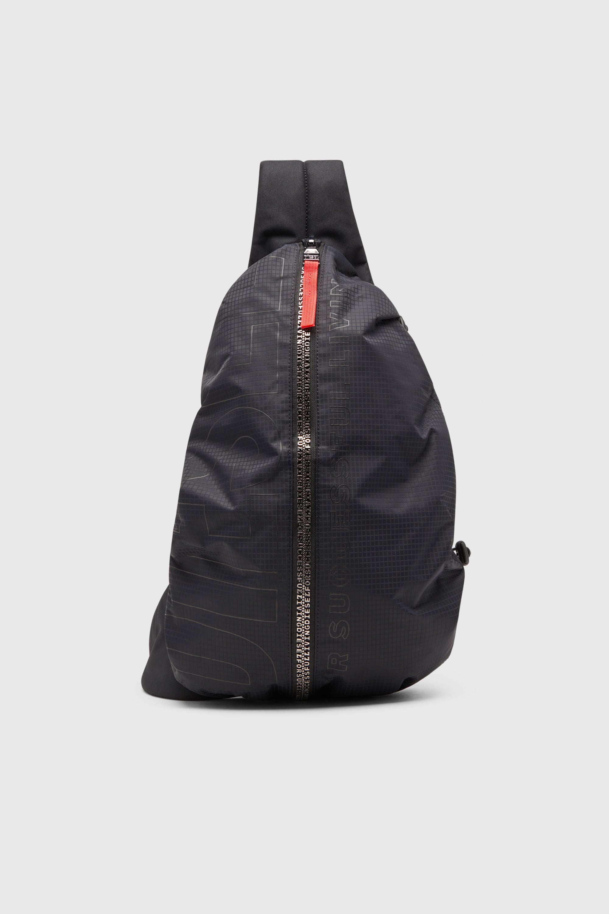 Men's Zip-D-Sling backpack in check-jacquard shell | Black | Diesel NL
