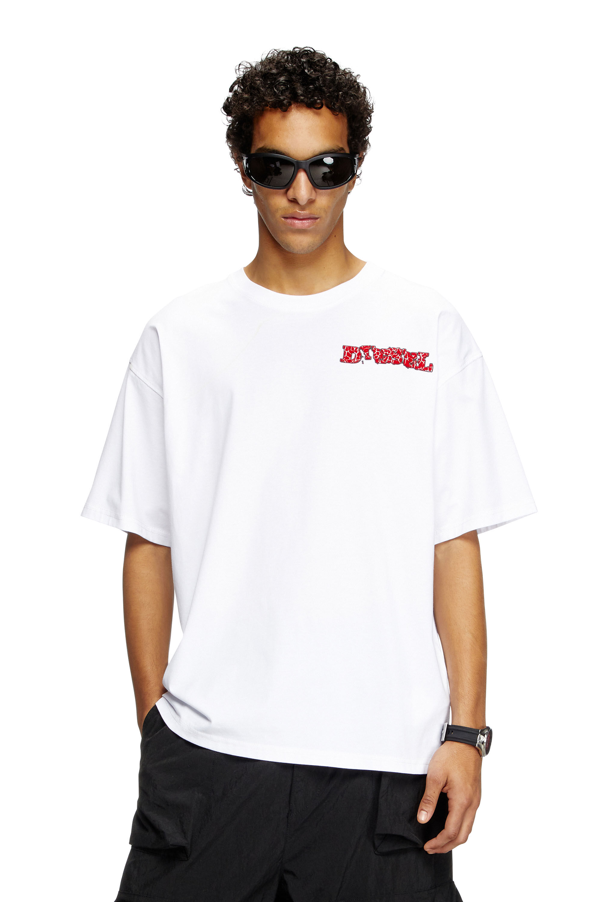 Diesel - T-BOXT-R20, Man's T-shirt with puffy flocked logo in White - 3