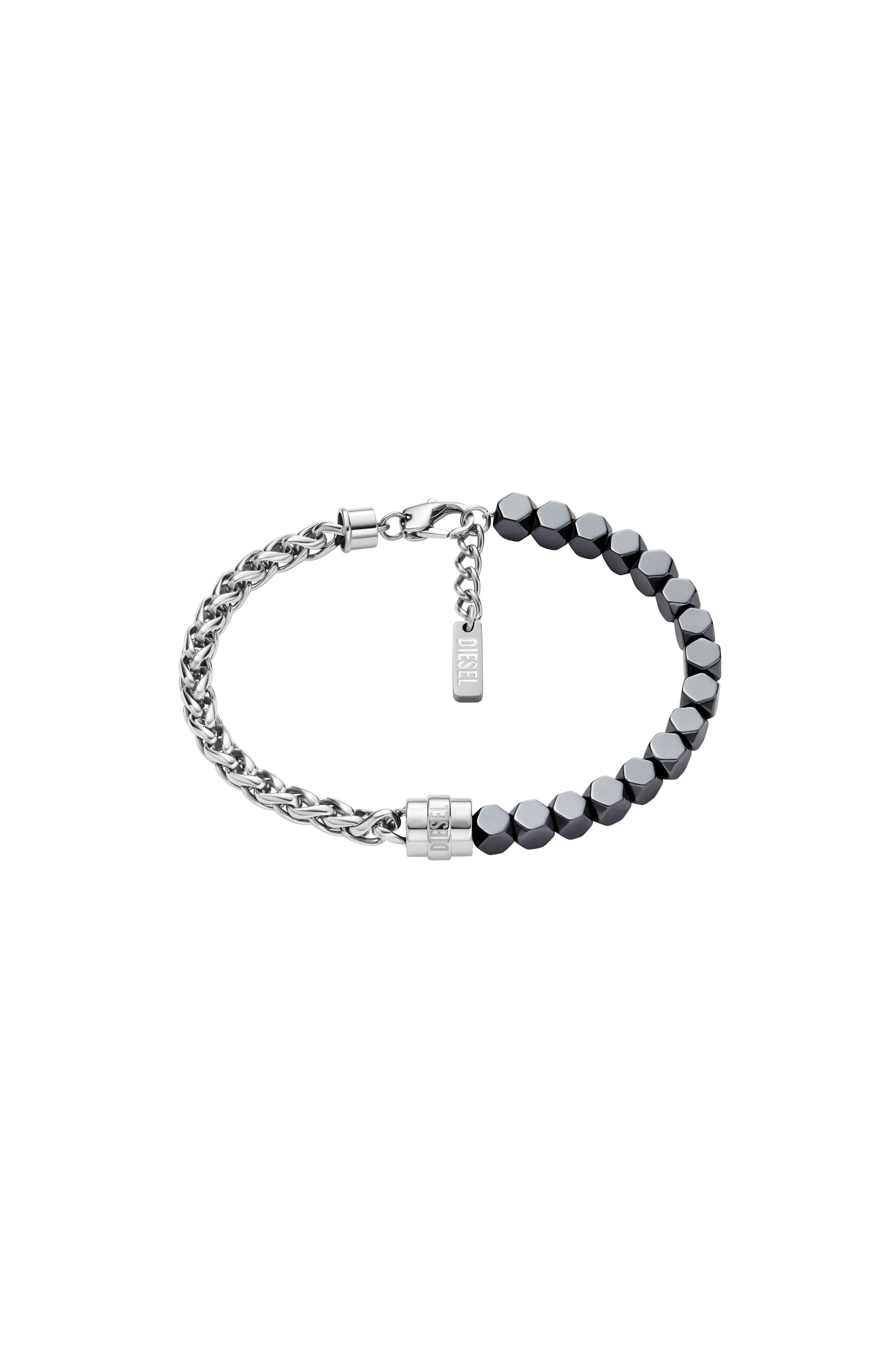 Diesel - DX1647931 JEWELLERY, Unisex's Stainless steel and hematite beaded bracelet in Silver/Black - 1