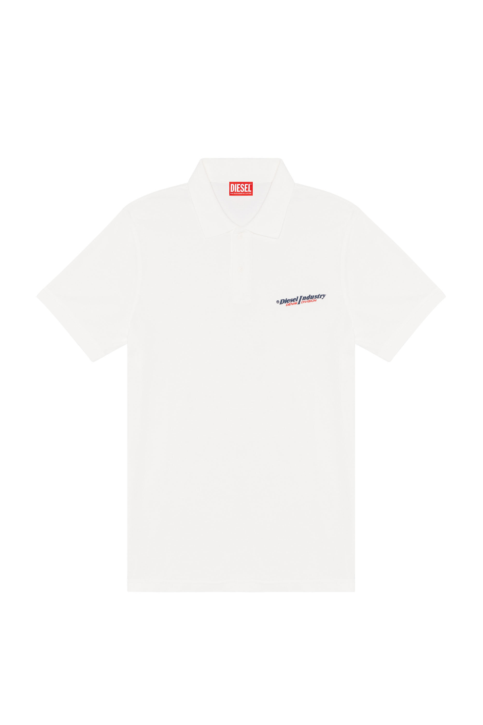 Diesel - T-SMITH-IND, Man's Polo shirt with Diesel Industry print in White - 2