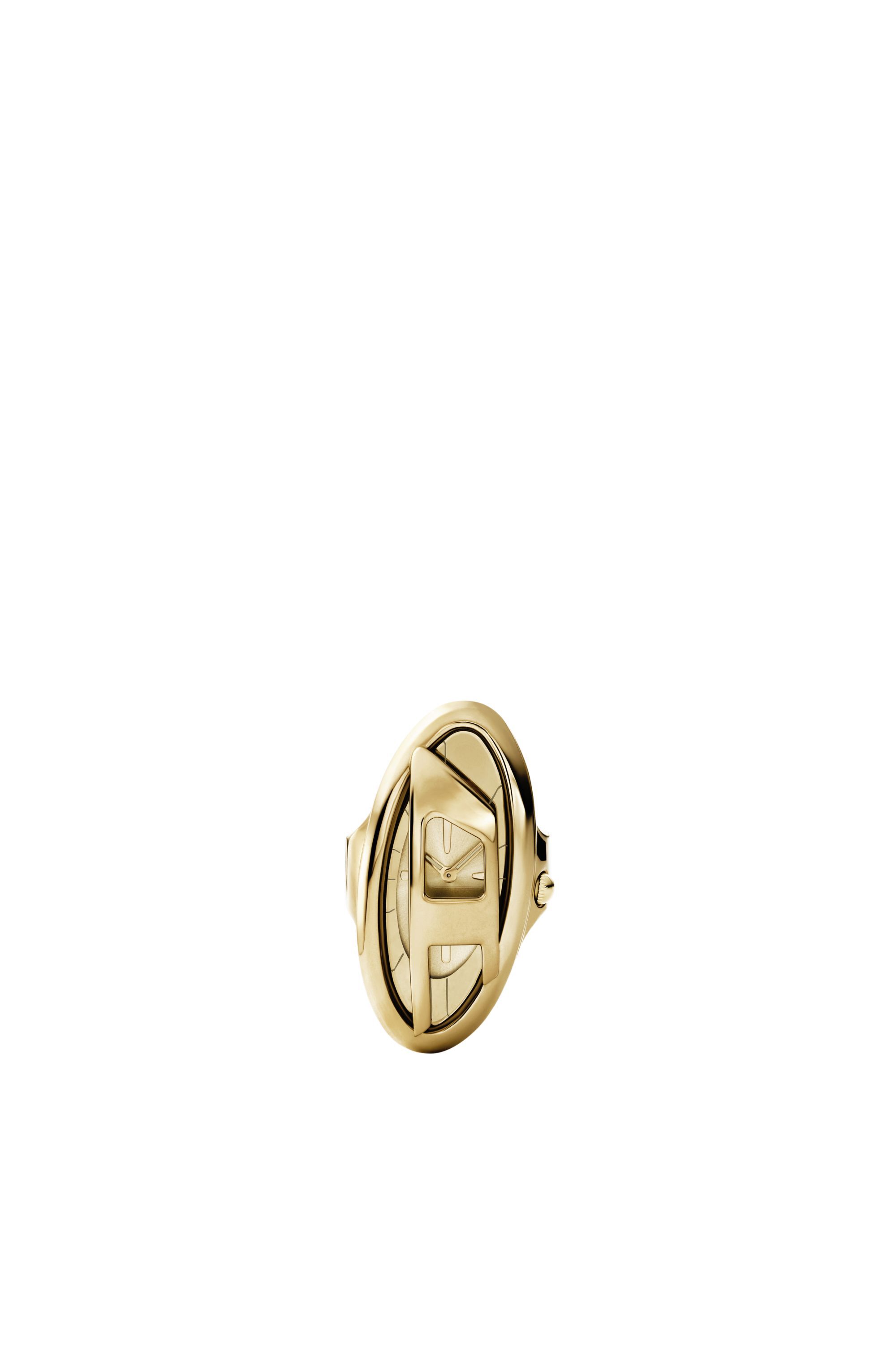 Diesel - DZ5626 WATCH, Woman's D-Era gold-tone stainless steel ring watch in Gold - 2