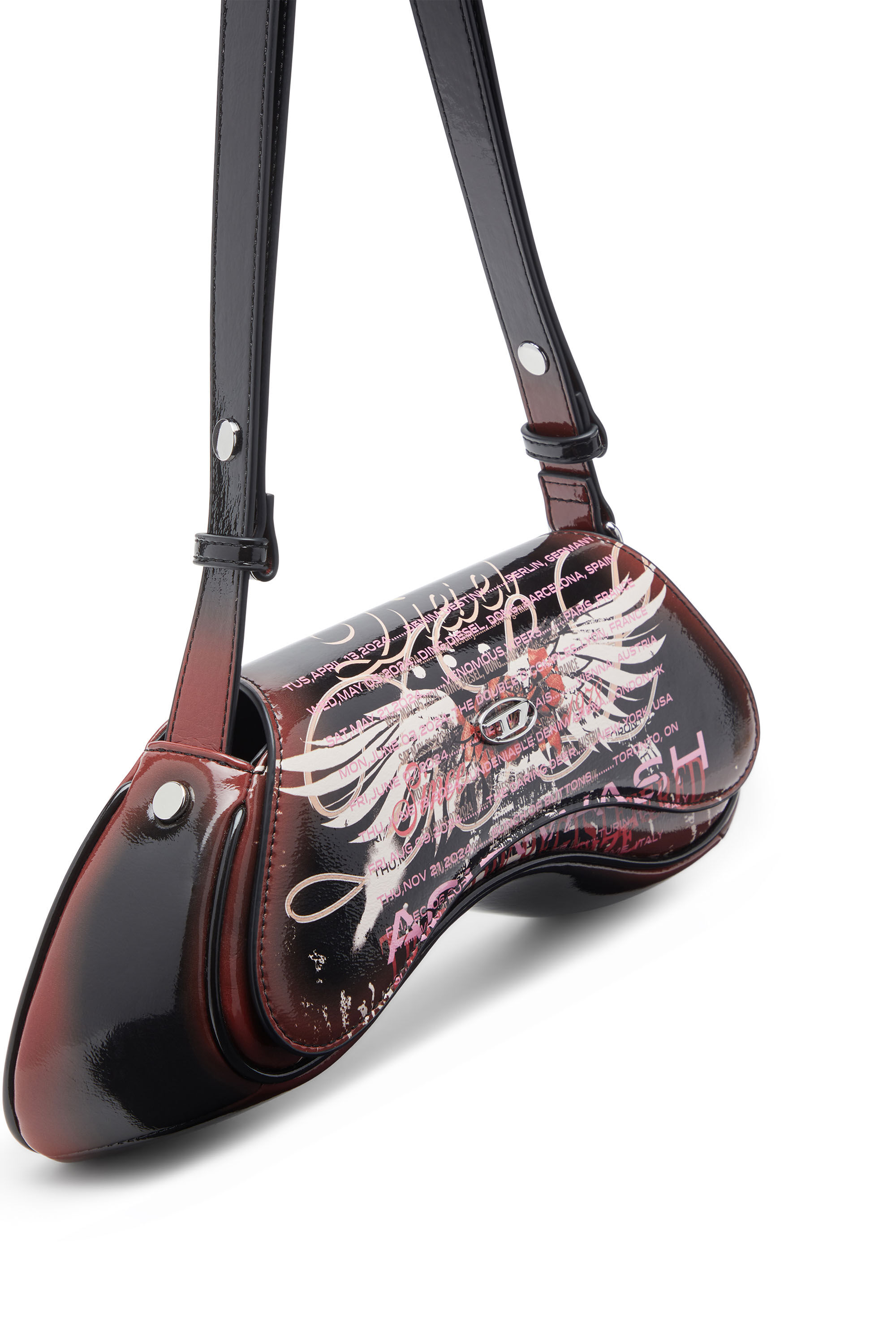 Diesel - PLAY CROSSBODY, Woman's Play-Shoulder bag in printed glossy PU in Black/Brown - 2