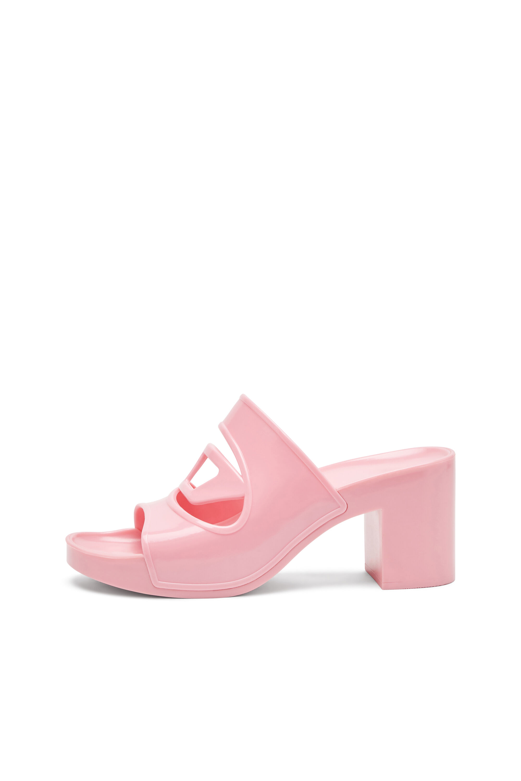 Women's Sa-Bonnie-Heeled rubber slides with cut-out logo | Pink | Diesel