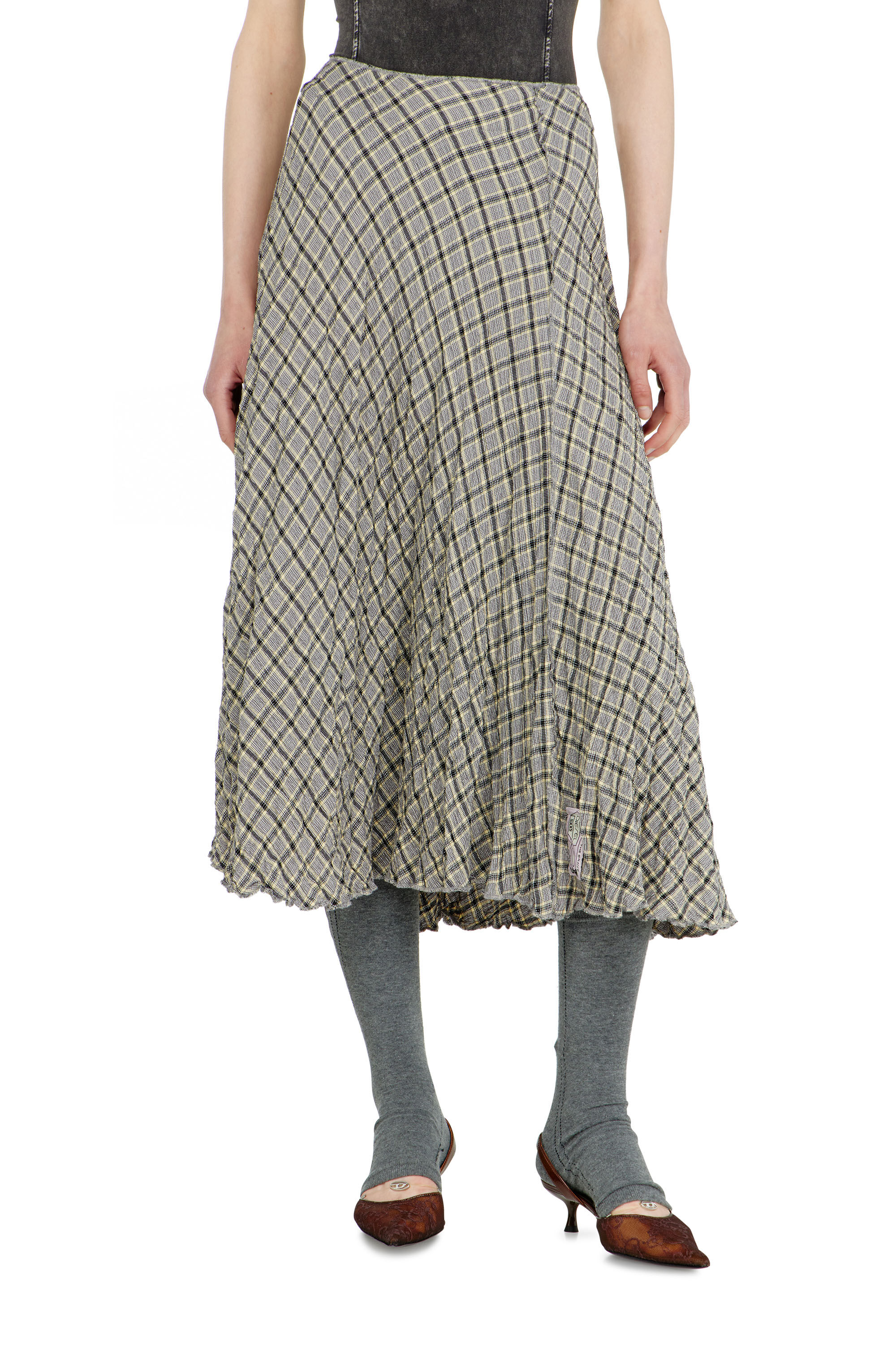 Diesel - O-XYGEN, Woman's Midi skirt in seersucker-effect check in null - 3