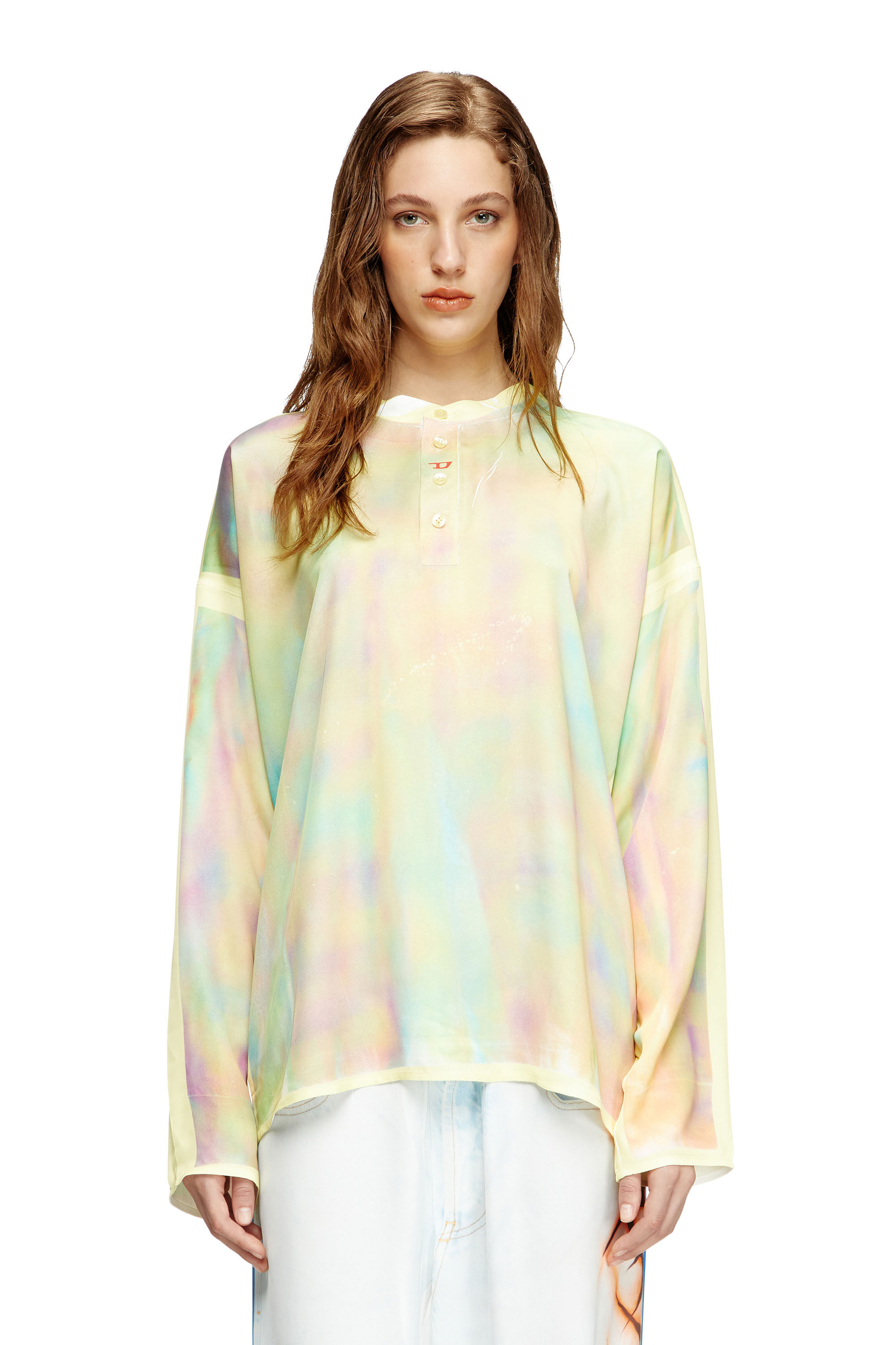 Diesel - T-OLAVI-A-SER-GRAFFITI-CHI, Unisex's Henley top with graffiti print in Yellow/Green - 5