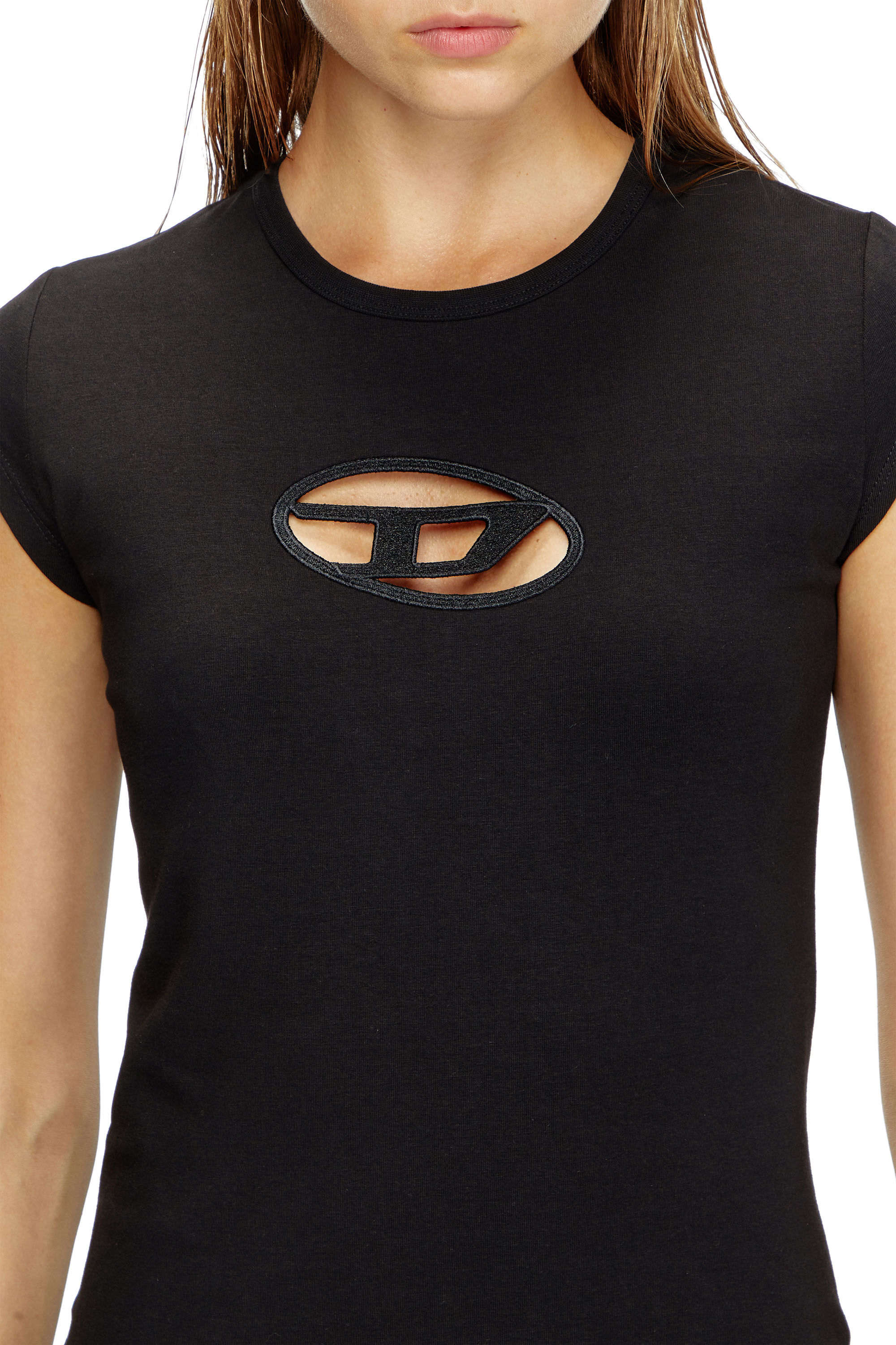 DIESEL Dアンジェルショートドレス A062700AFAA 9XXA D-ANGIEL Woman: Short dress cut-out D logo | Black | Diesel