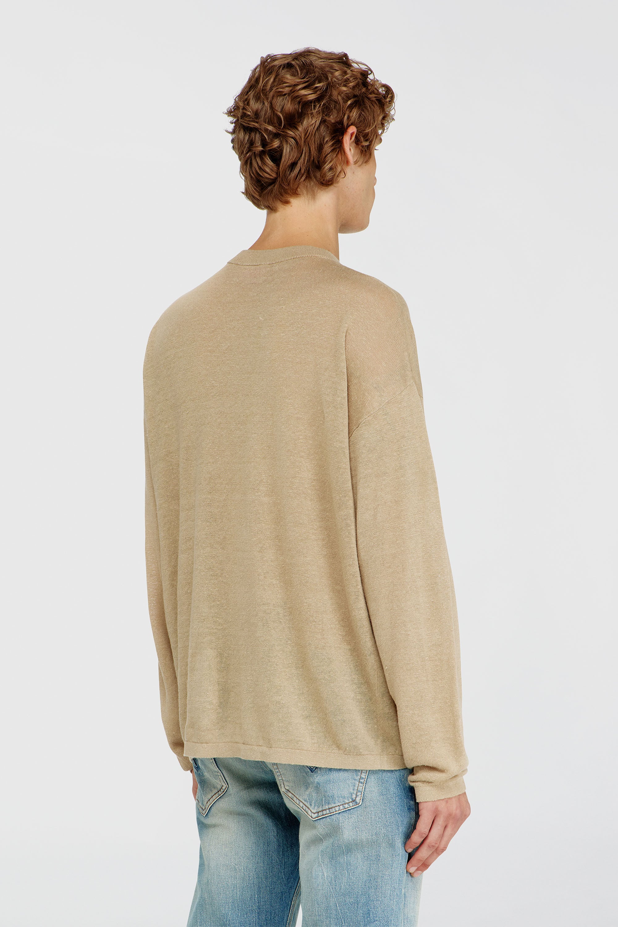 Diesel - K-ARMINS, Man's Linen jumper with faded Phoenix print in Beige - 4