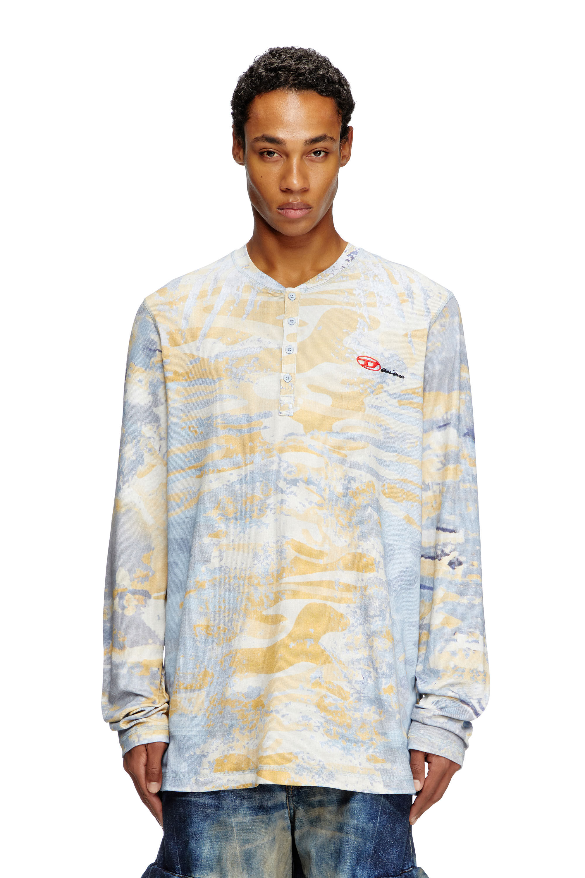 Diesel - T-JUSER-DD, Unisex's Henley top with camo print in Blue/Yellow - 3