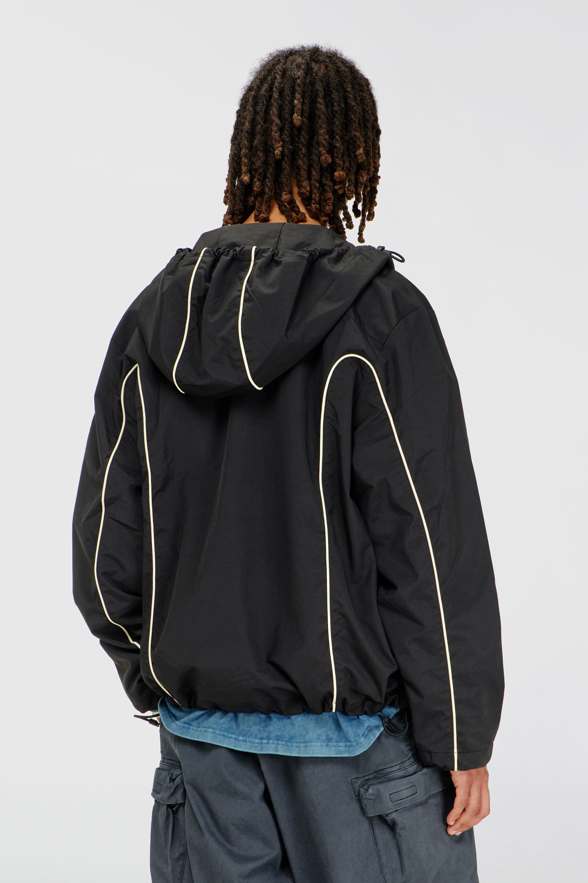 Diesel - J-HIVES, Man's Windbreaker with contrast piping in Black - 4
