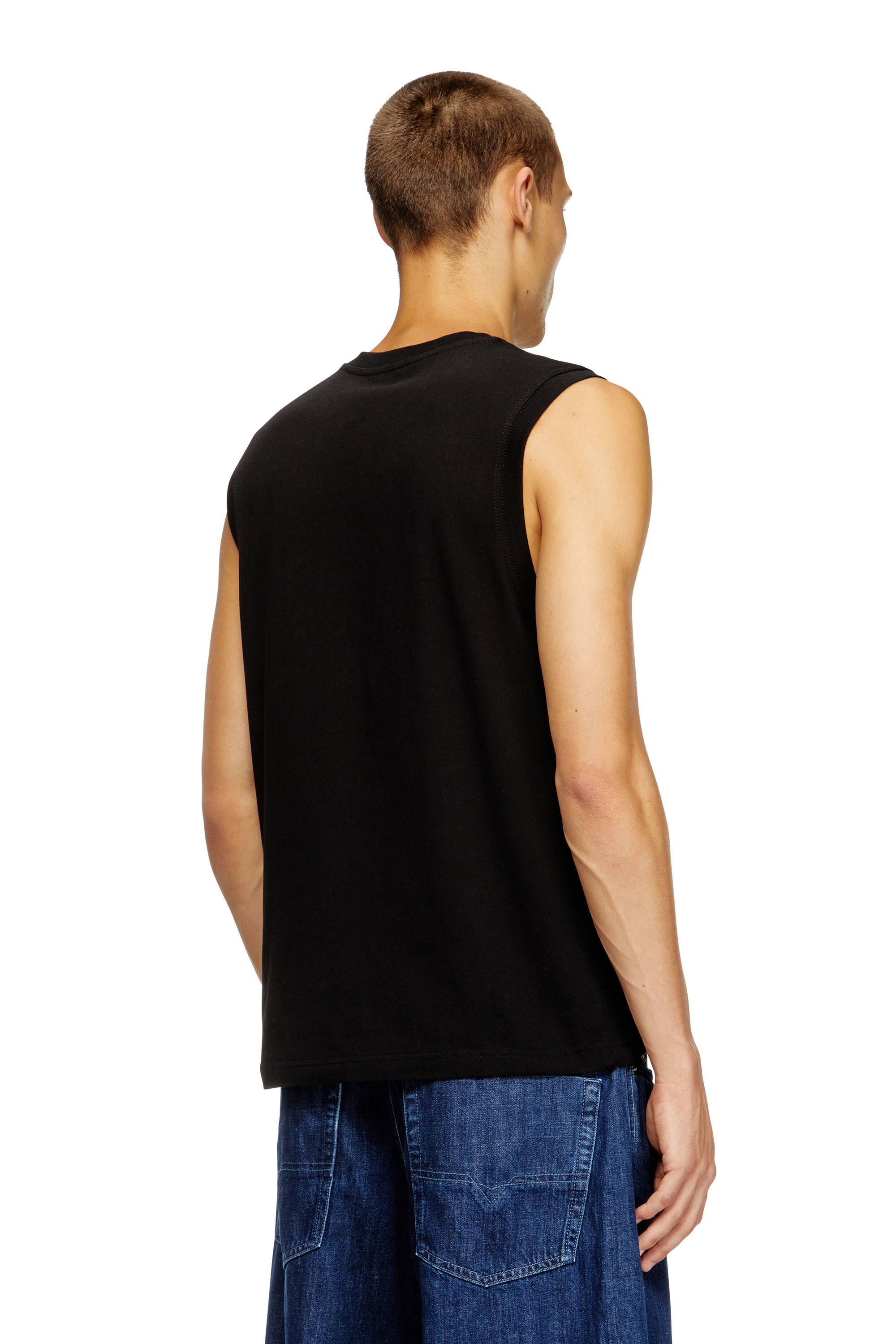 Men's Tank top with chest logo print | Black | Diesel