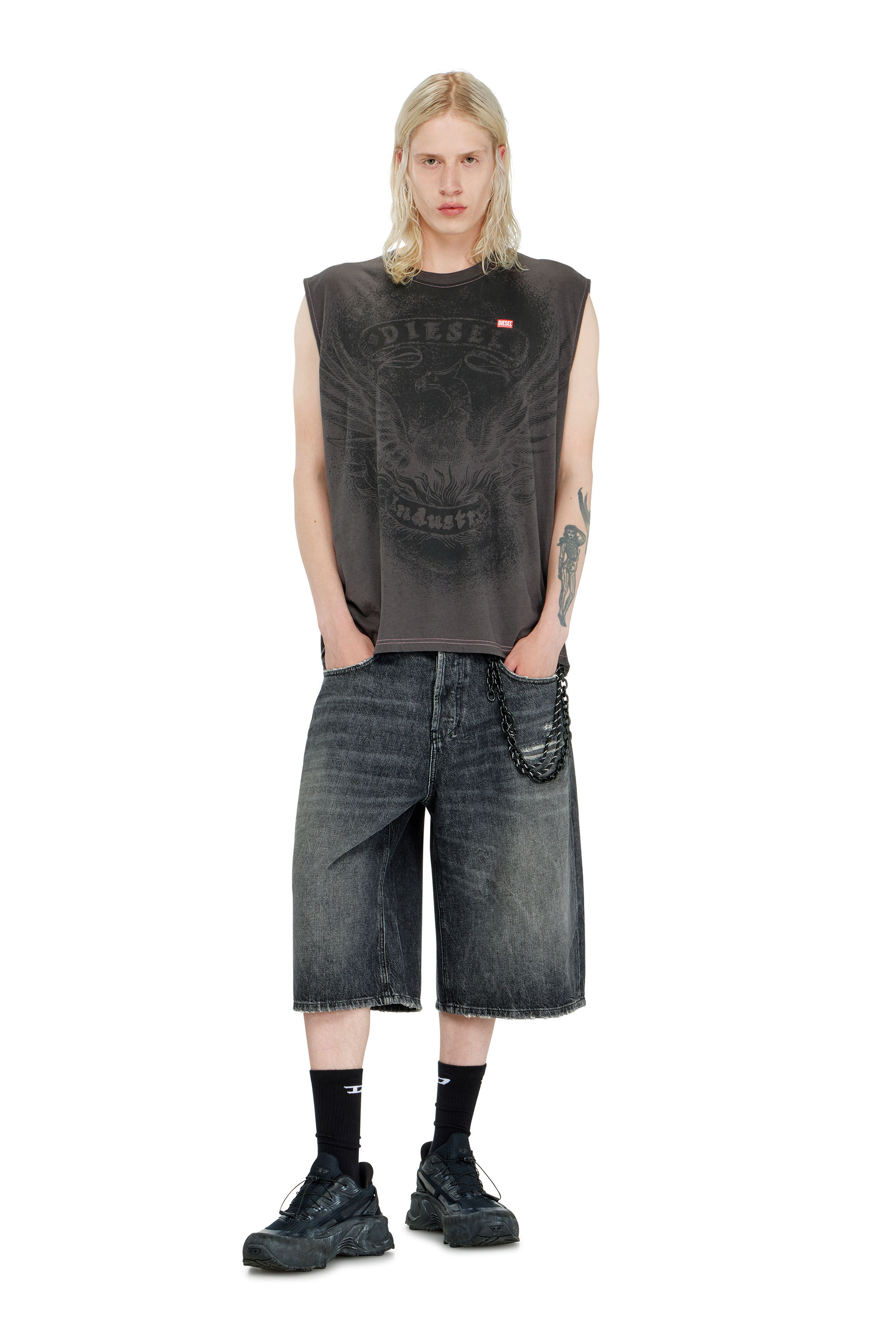 Diesel - T-BOXT-SL-NOTCH, Man's Sleeveless top in cotton with tonal graphic in null - 1