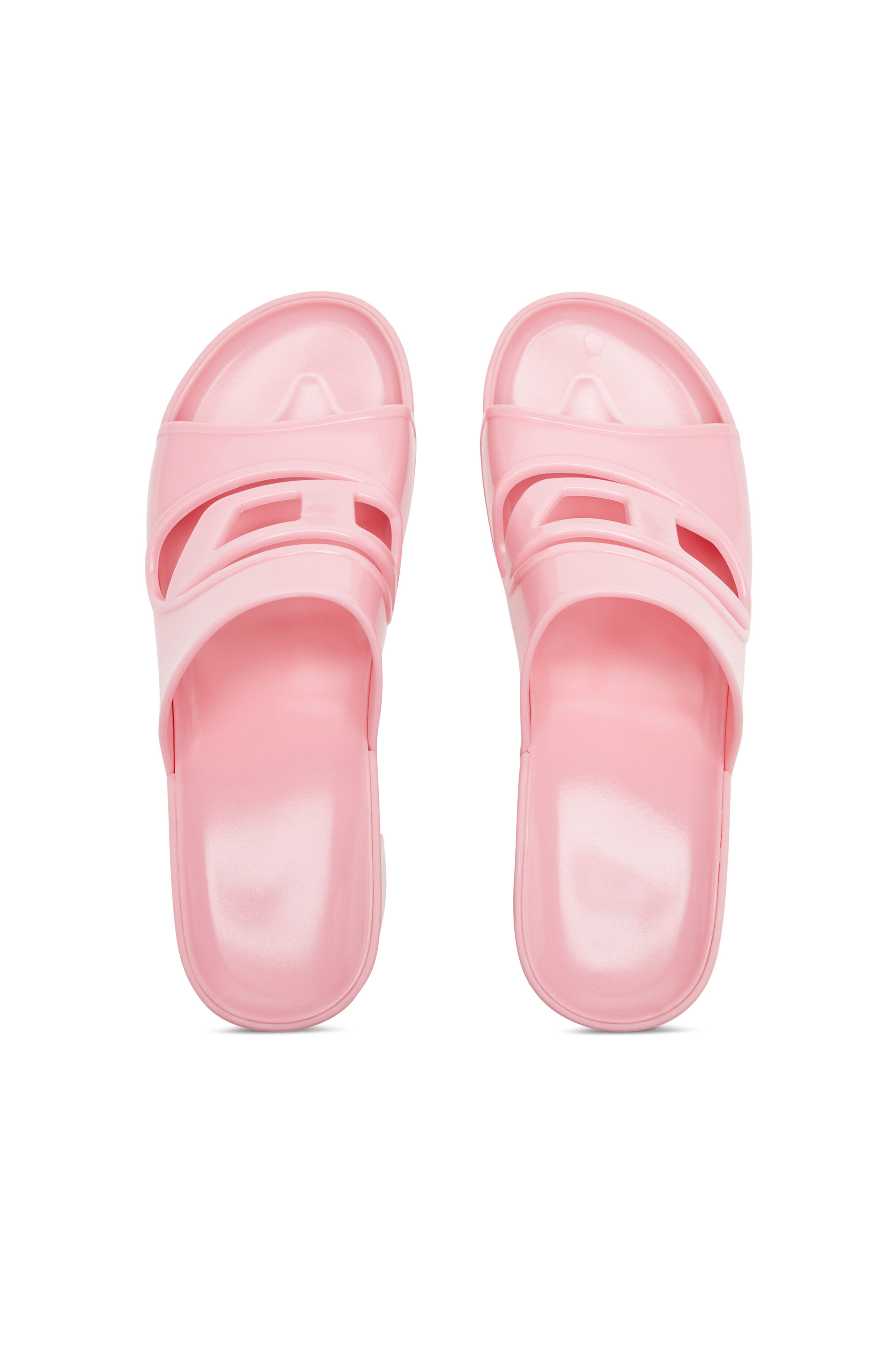 Women's Sa-Bonnie-Heeled rubber slides with cut-out logo | Pink | Diesel