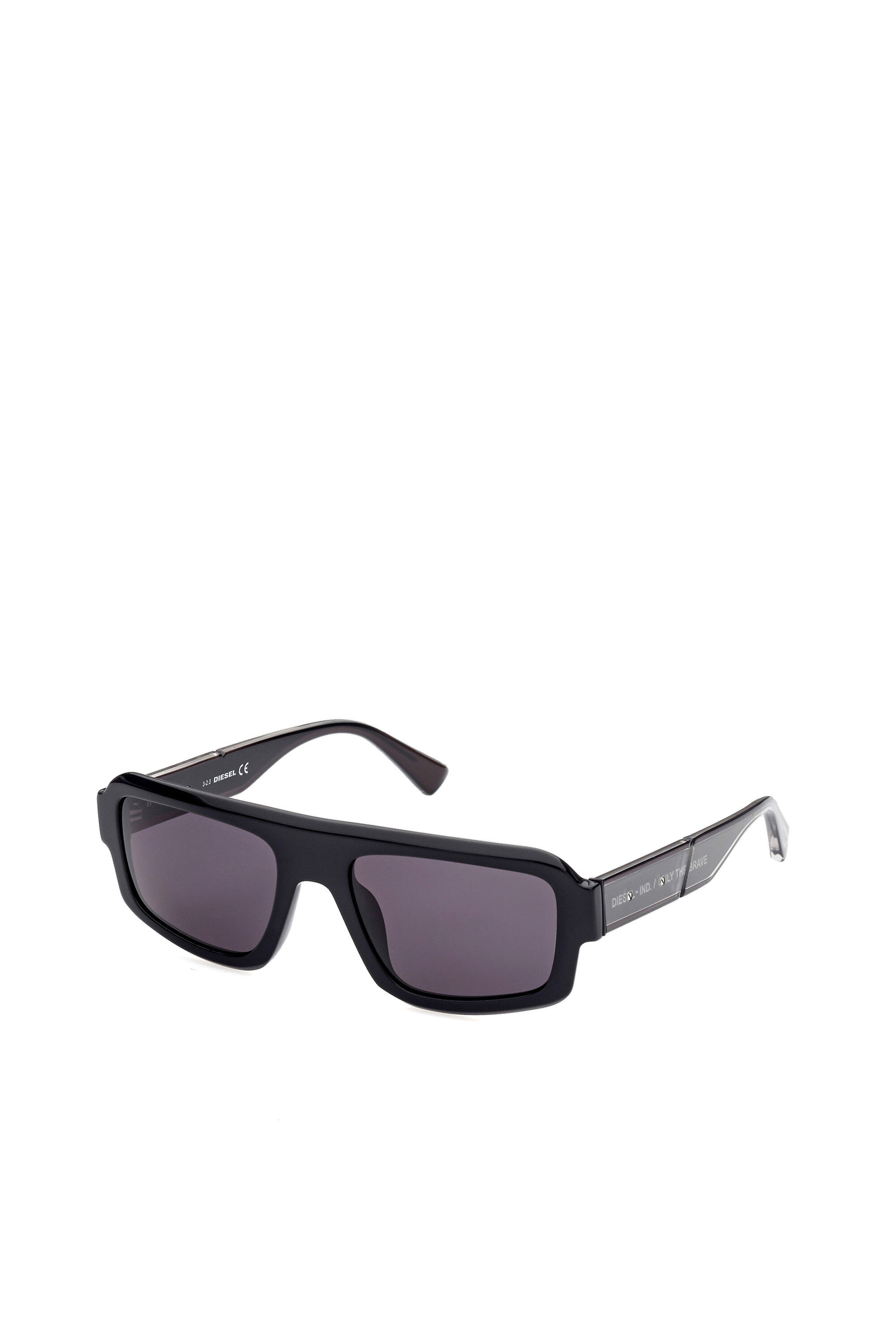 Diesel - DL0348, Man's Wrap fitting with bold construction sunglasses in Black - 2