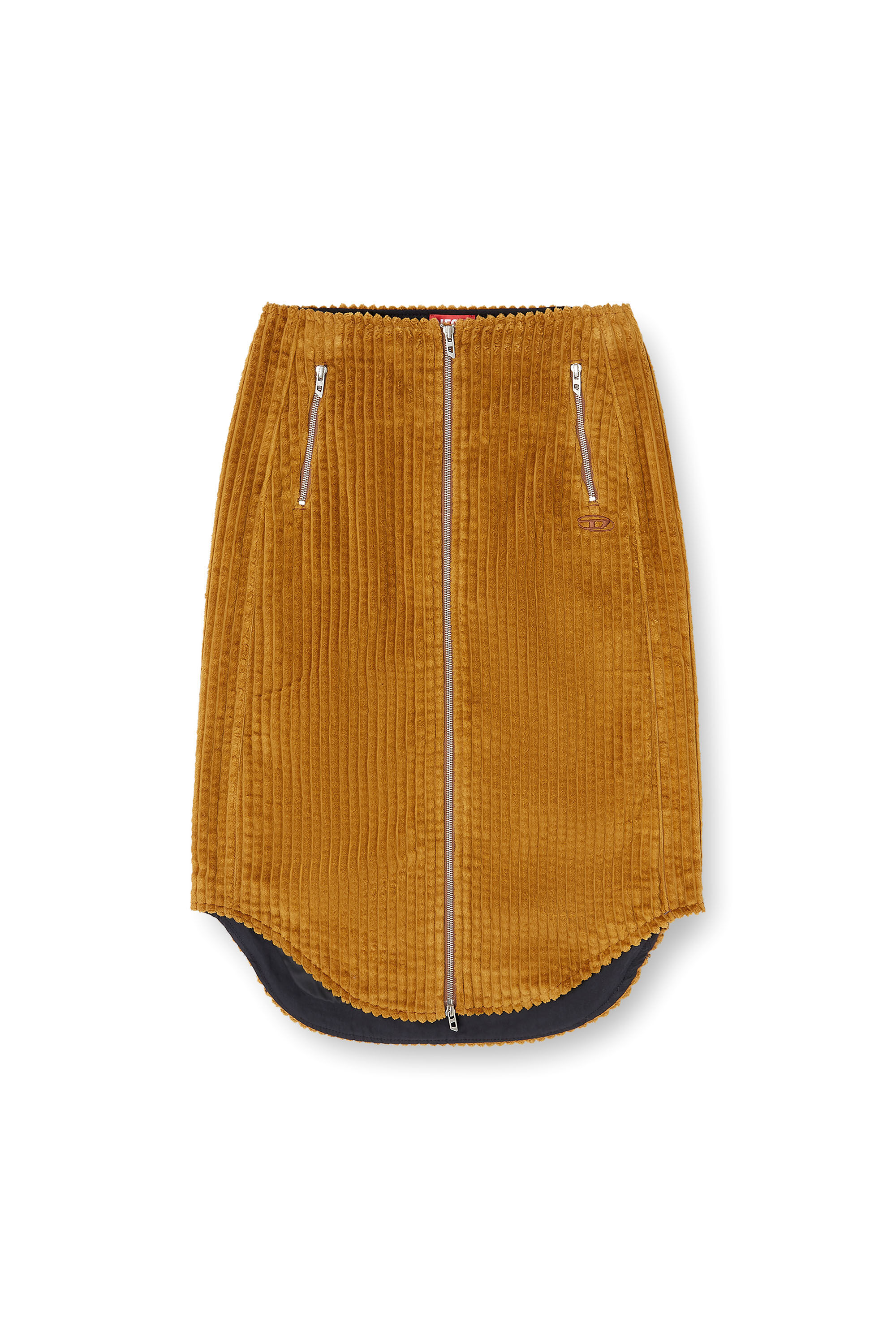 Diesel - O-LLIPOP, Woman's Cotton midi skirt with zipper in Light Brown - 2