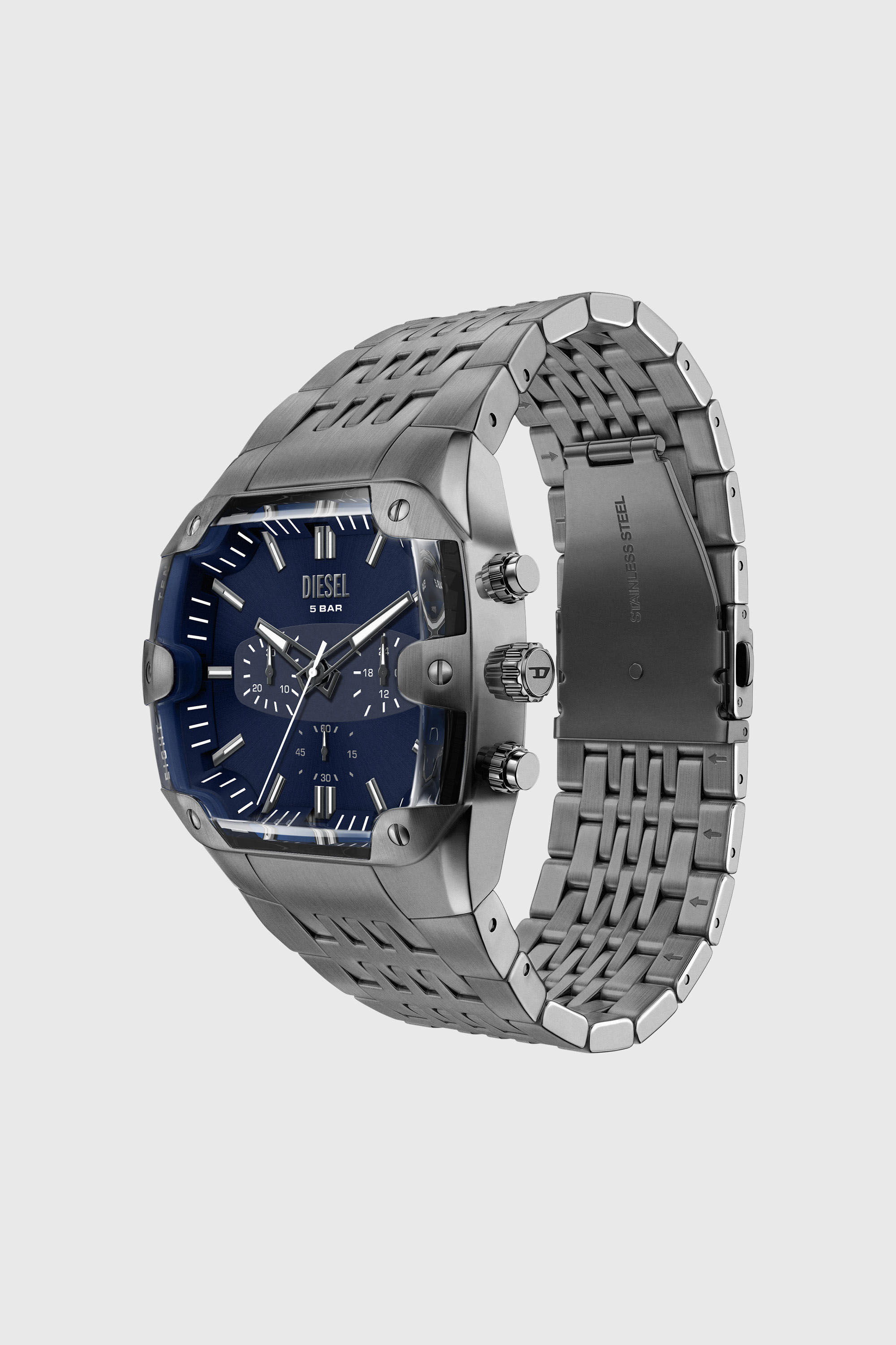 Diesel - DZ4717 WATCH, Man's Spiked Cushion gunmetal stainless steel watch in Dark grey - 7