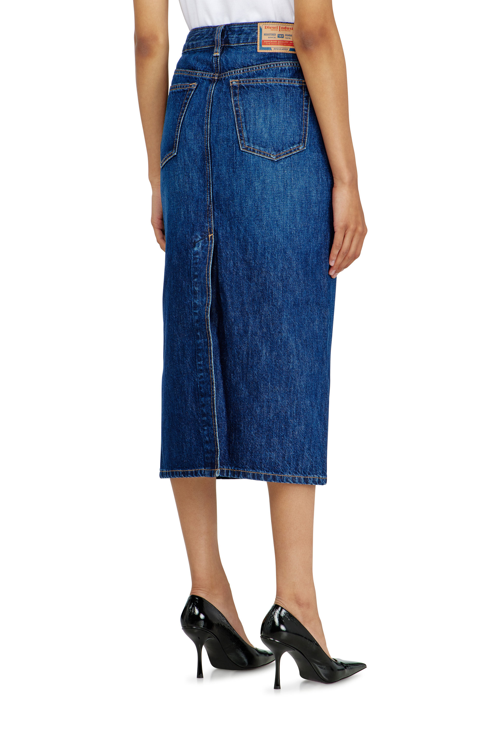 Diesel - DE-SKYE-D, Woman's Denim midi skirt in Medium blue - 4