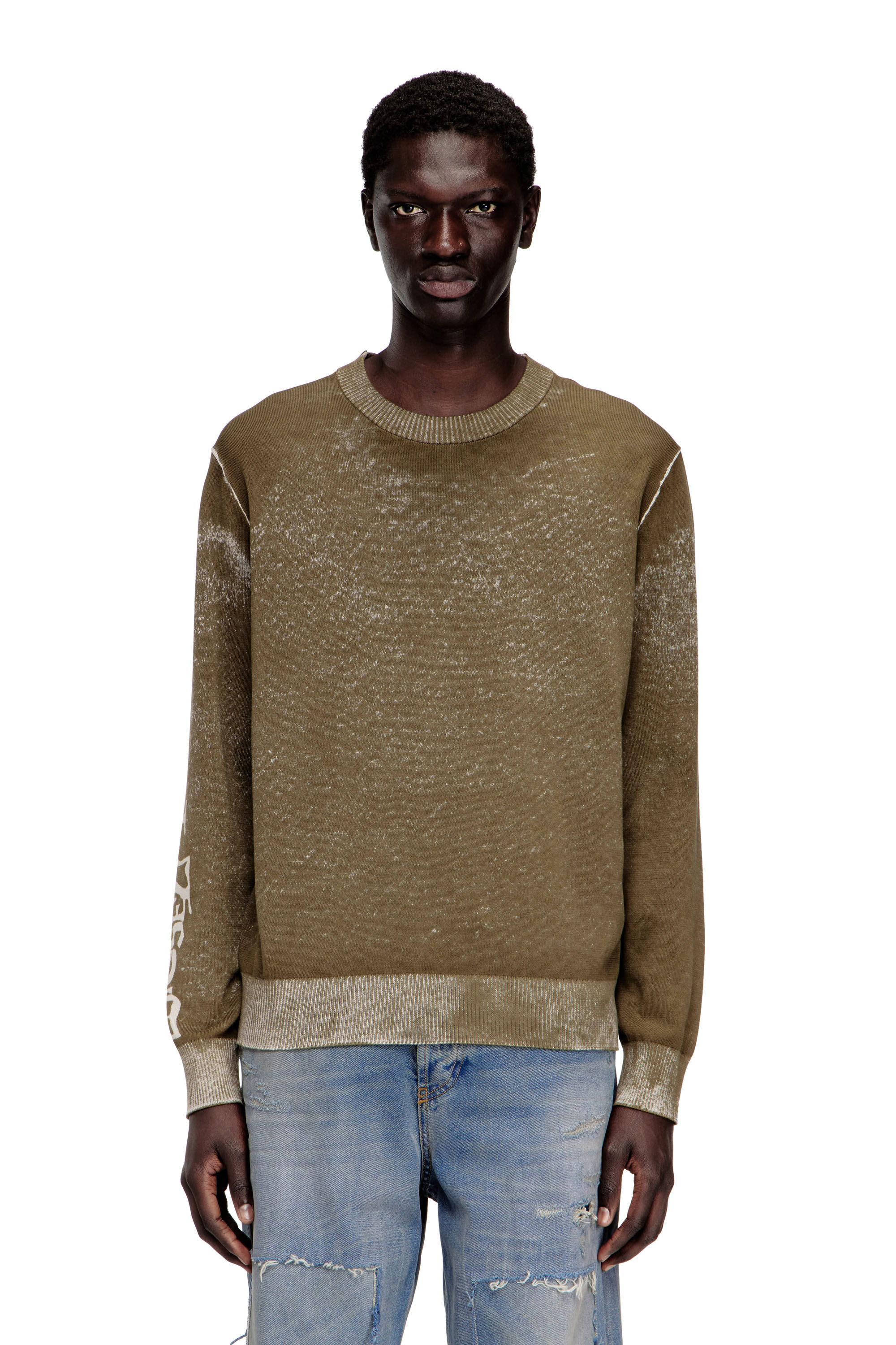 Diesel - K-YORKI, Man's Faded reverse-print jumper with lettering in Military Green - 3
