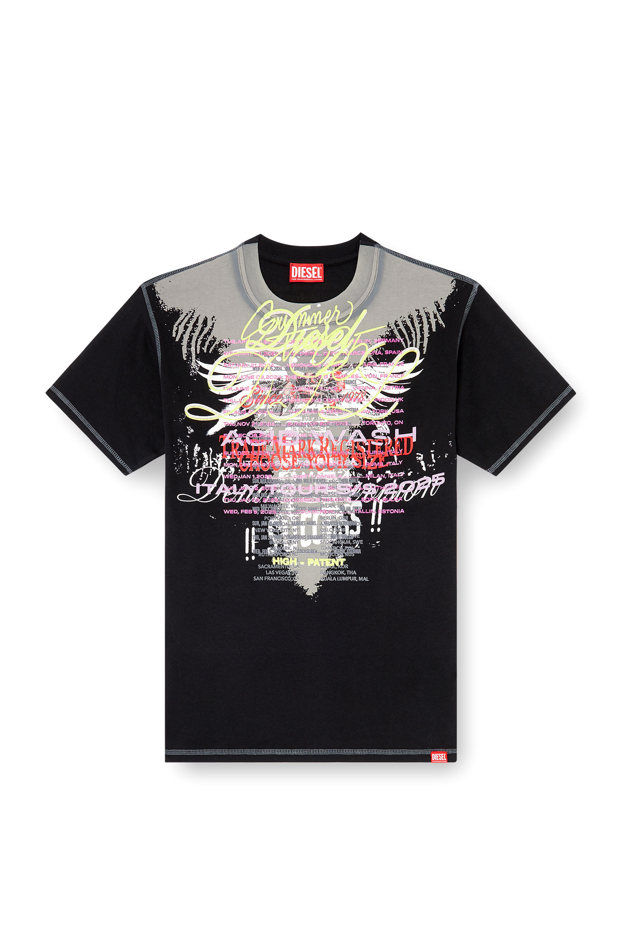 Diesel - T-NORMAC-1, Woman's Crew neck T-shirt with lyrics print in Black - 2