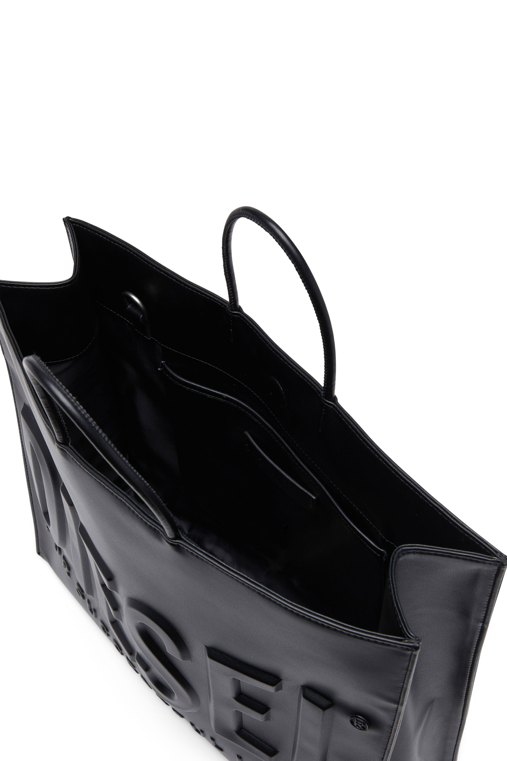 Diesel - DSL 3D TOTE EW X, Man Dsl 3D-Recycled PU tote bag with embossed logo in Black - Image 2
