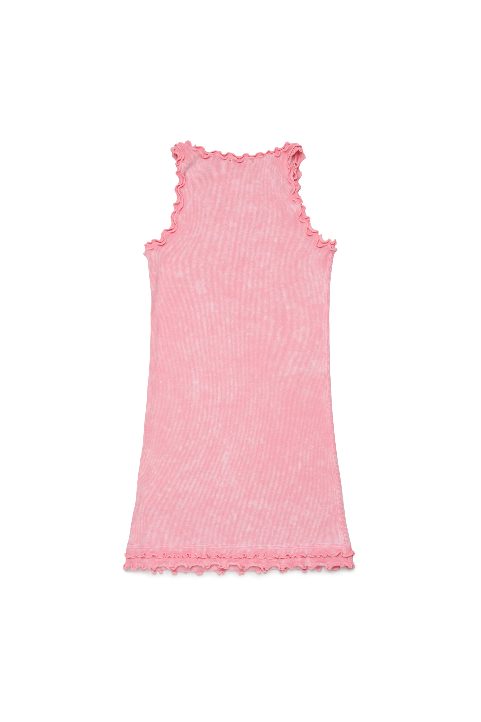 Diesel - DRALIA, Woman's Ribbed dress with ruffled edges in Pink - 2