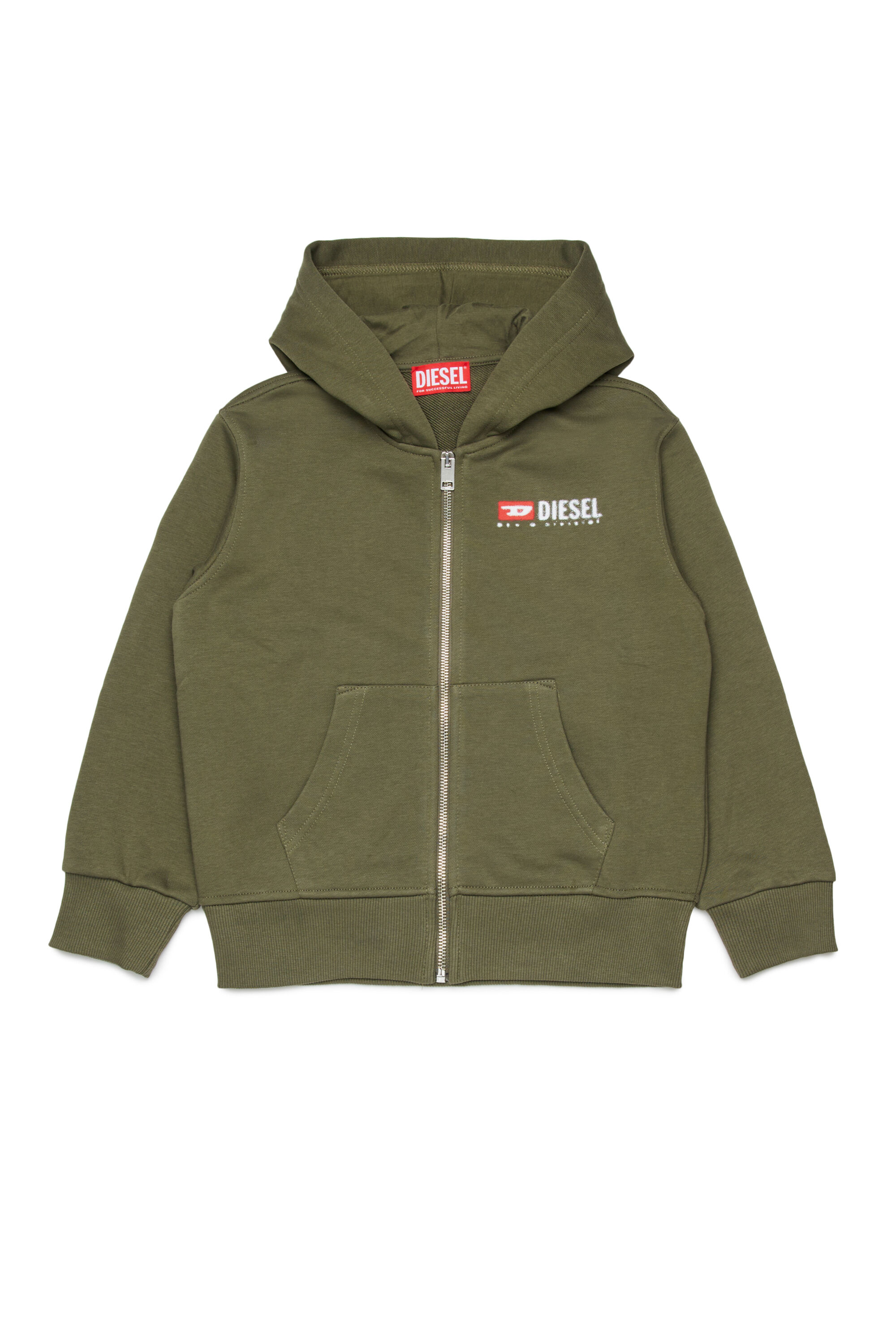 Diesel - SDROPSHOODZ OVER, Man's Cotton zip-up hoodie in Green - 1