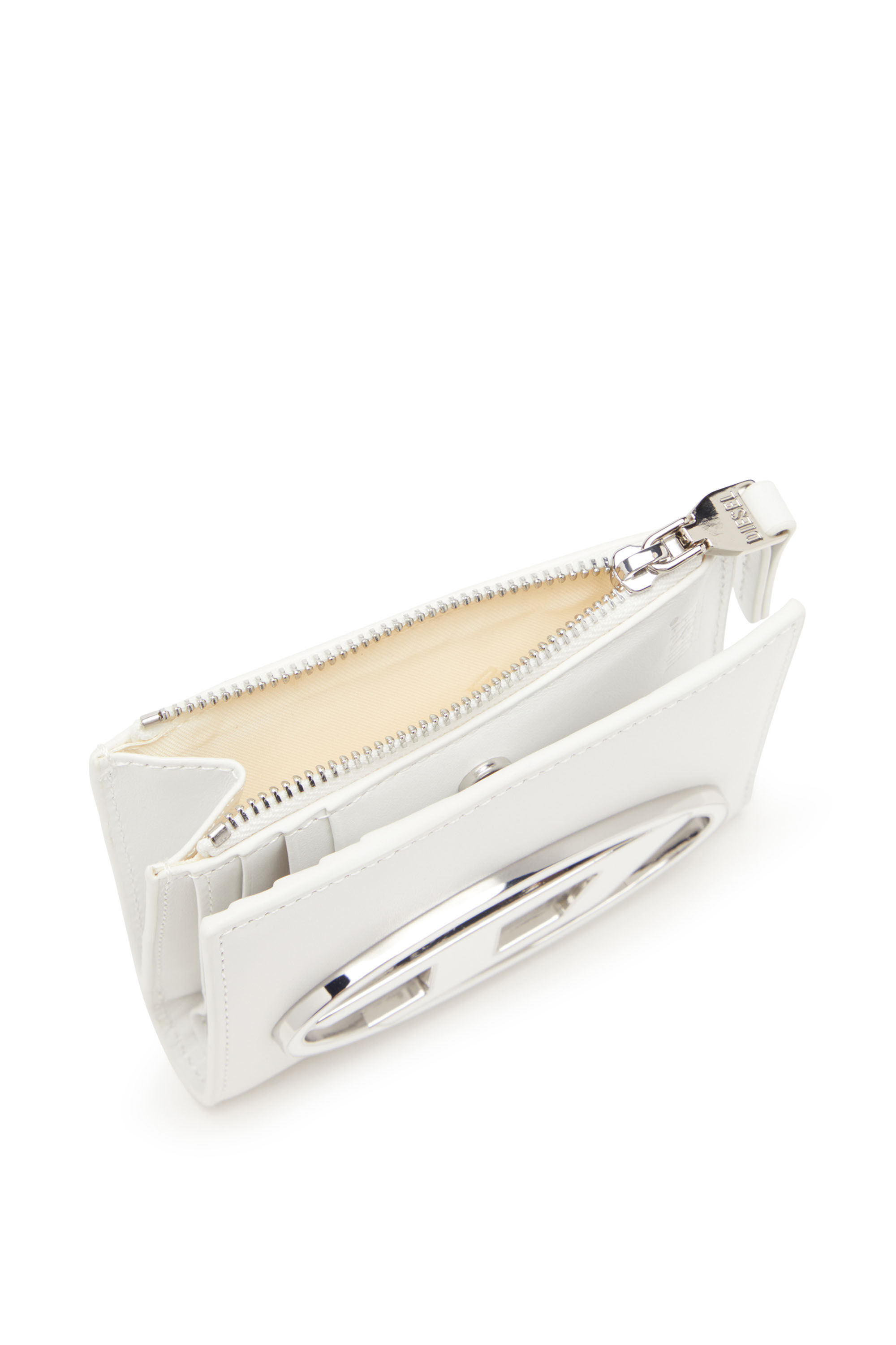 Women's Small leather wallet with logo plaque | White | Diesel