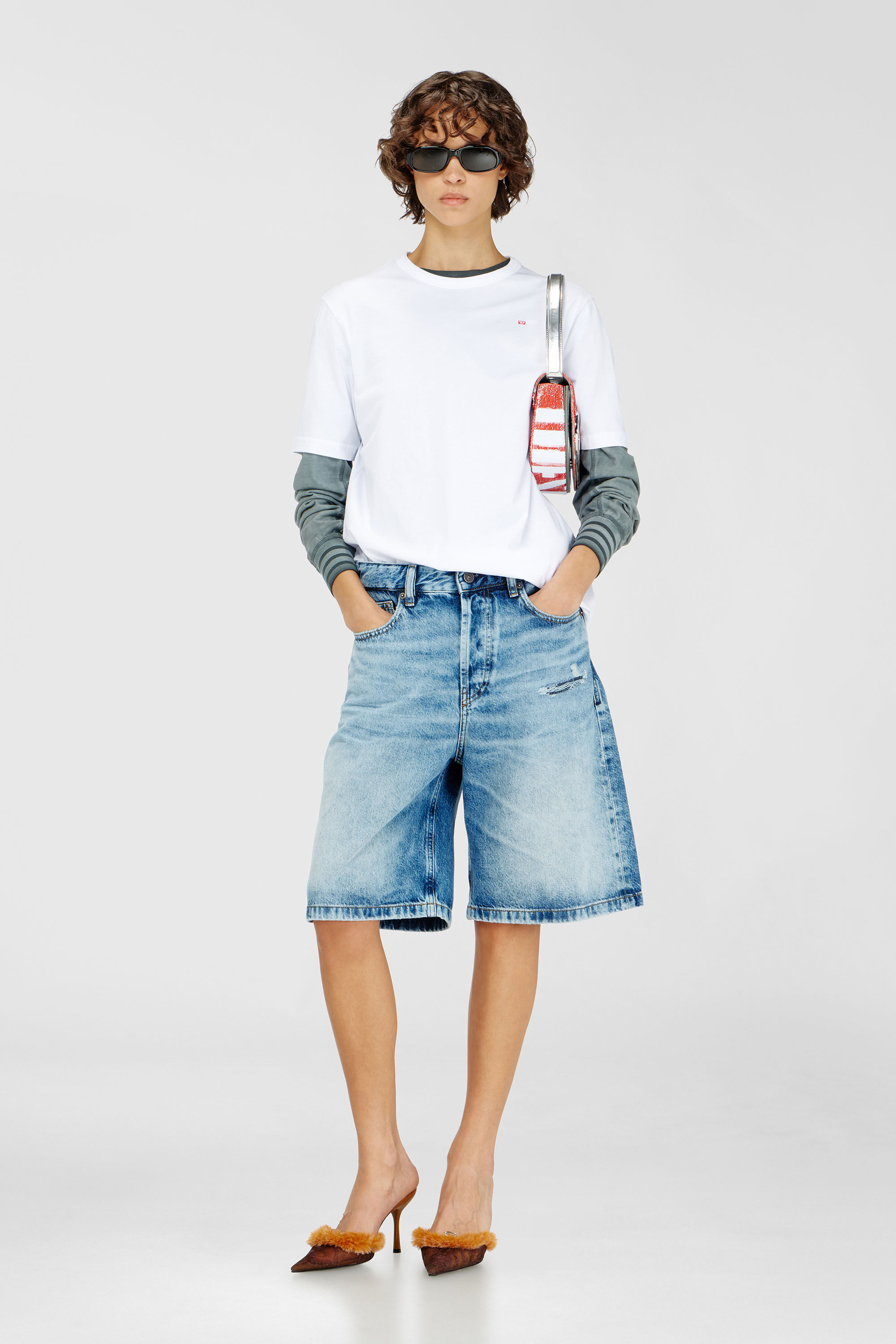 Diesel - T-ADJUST-MICRODIV, Unisex's T-shirt with micro-embroidered logo in White - 6