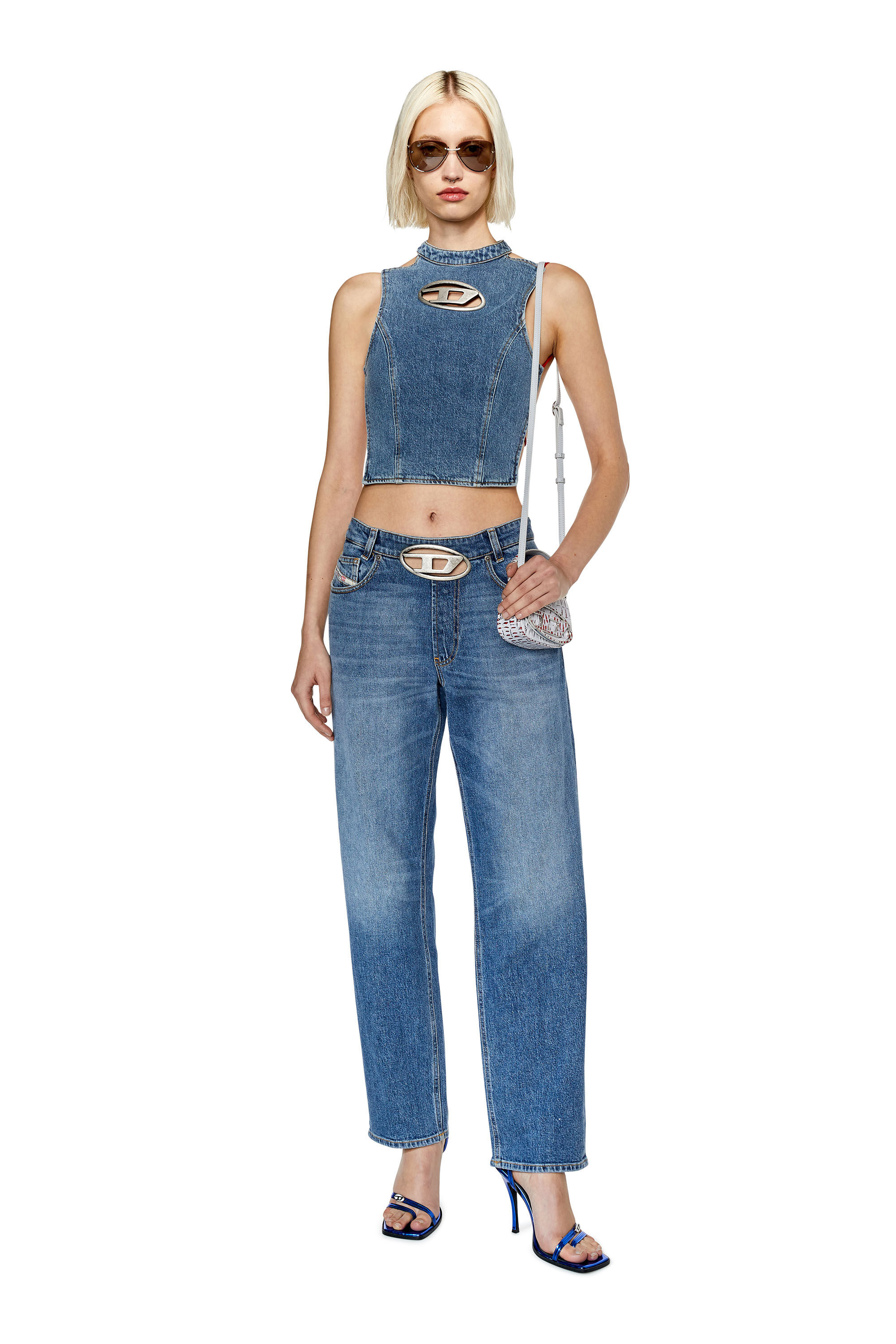 D Ark 0LICI Woman Straight Medium blue Jeans Diesel