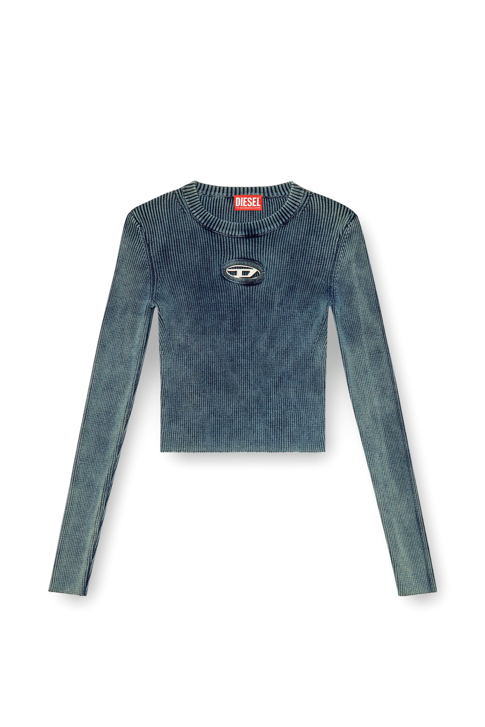Women's Rib-knit top with Oval D | Blue | Diesel