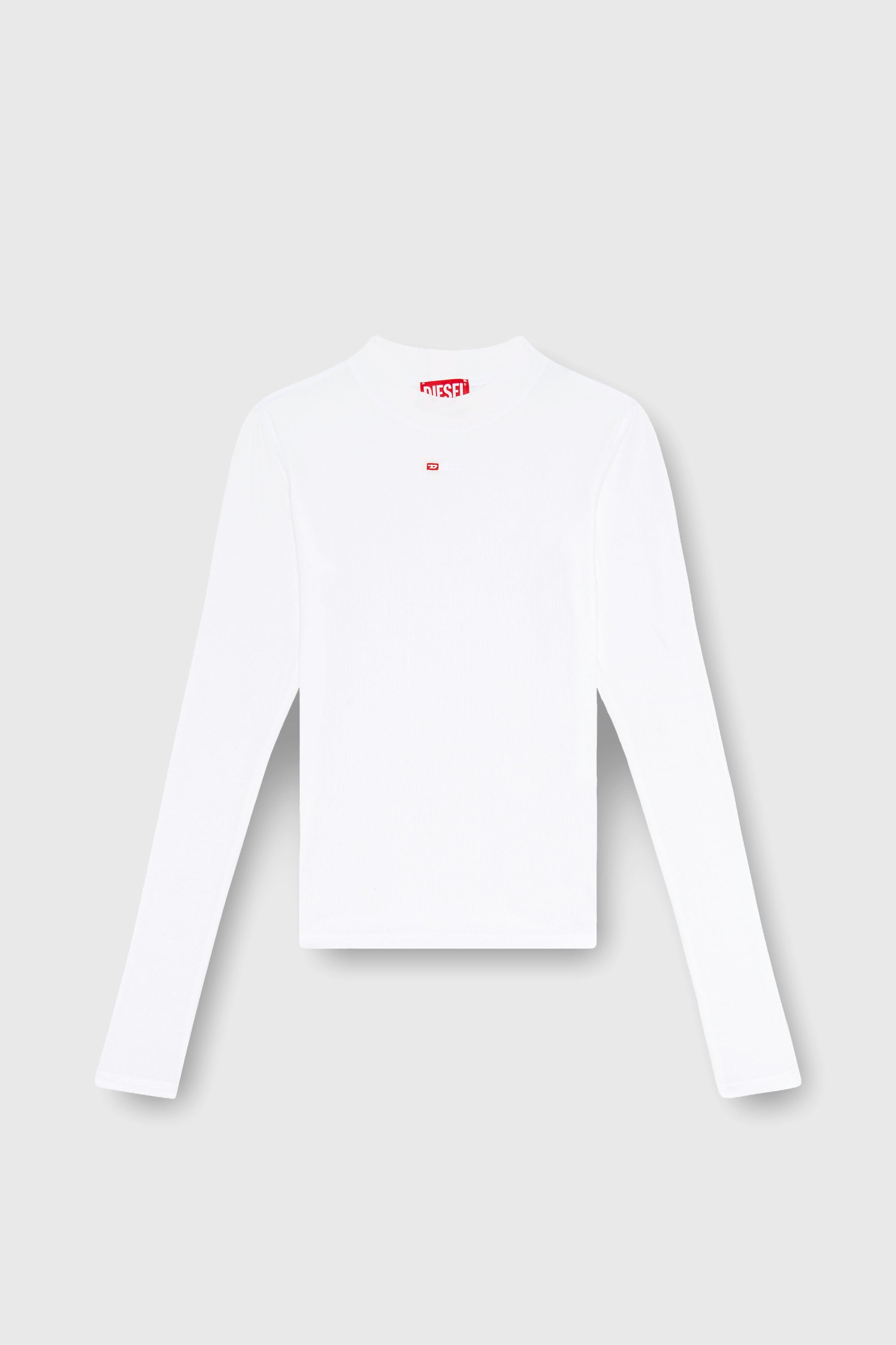 Diesel - T-MOKKY-LS-MICRODIV, Woman's Ribbed top with mock neck in White - 2