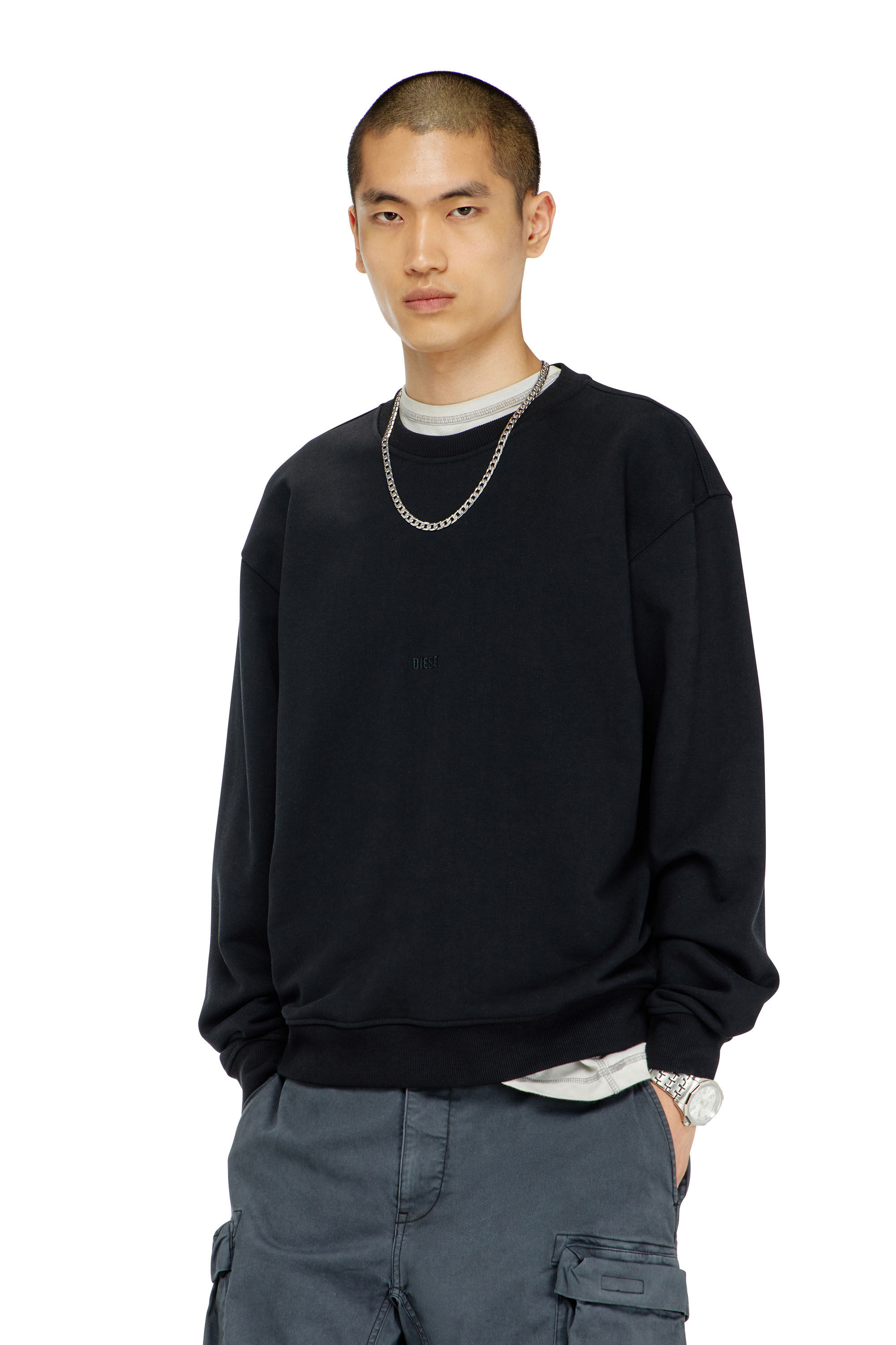 Diesel - S-NORM-AA5, Man's Cotton sweatshirt with micro logo embroidery in null - 3