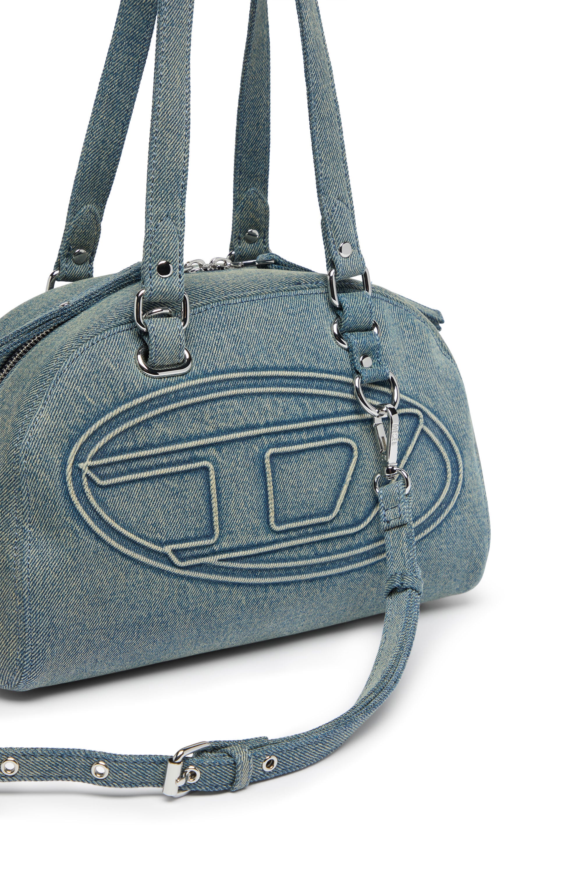 Diesel - 1DR DOME SOFT SHOULDER, Unisex's 1DR Dome-Shoulder bag in denim with Oval D logo in Light Blue - 6