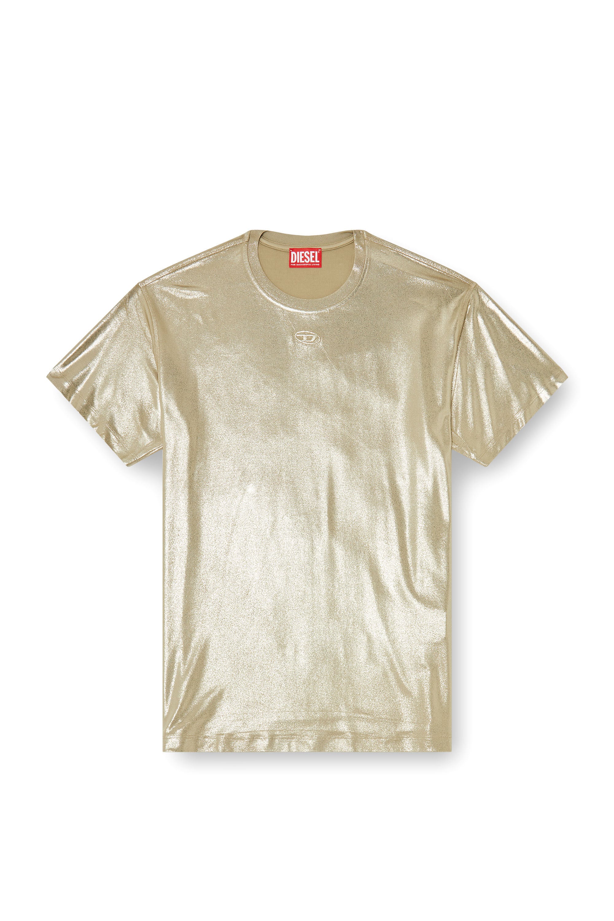 Diesel - T-NORMY-AA2, Woman's Jersey T-shirt with metallic finish in Beige - 2