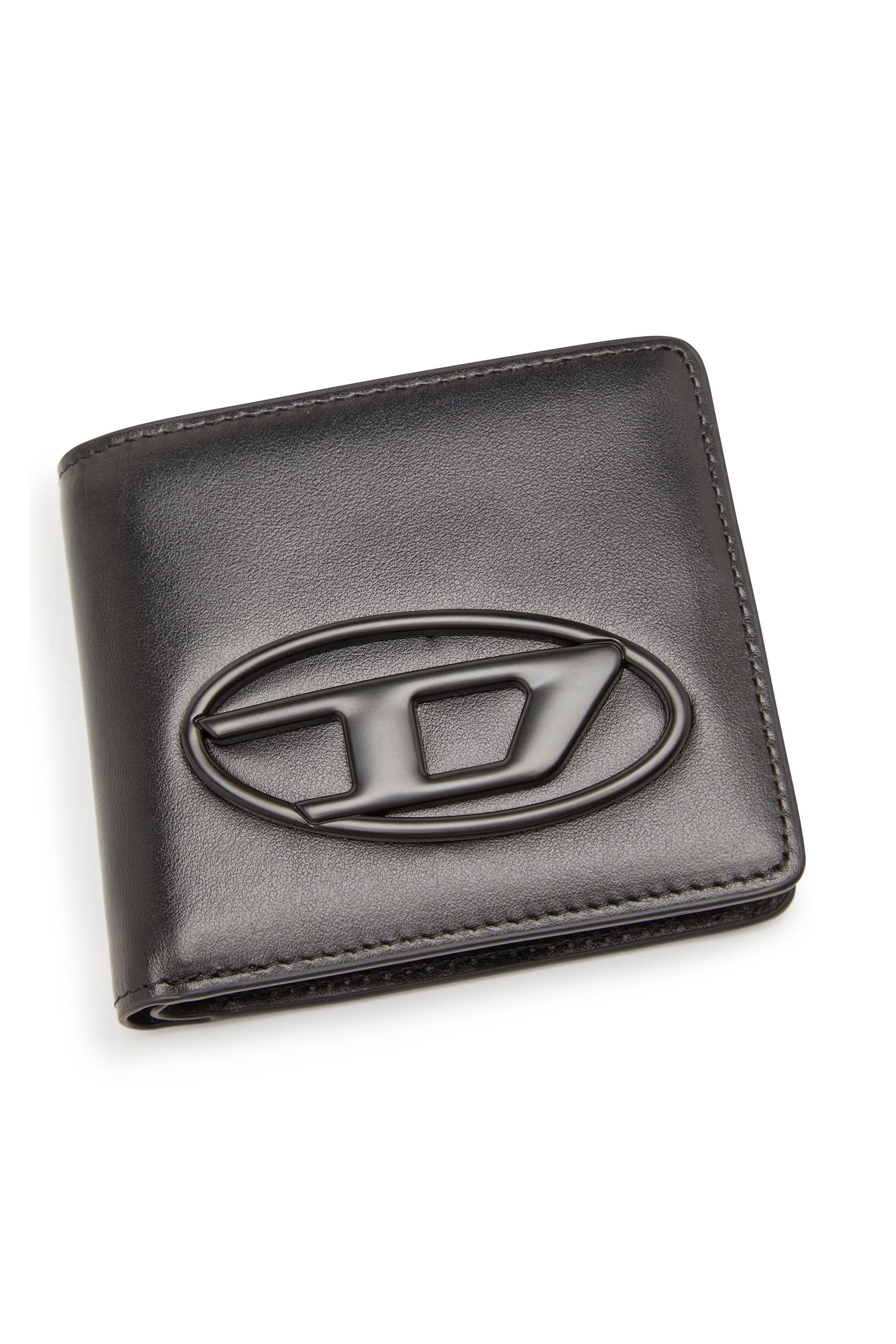 Diesel - HOLI-D BI FOLD COIN S 3D, Unisex Bi-fold wallet in bonded neoprene in Black - Image 4
