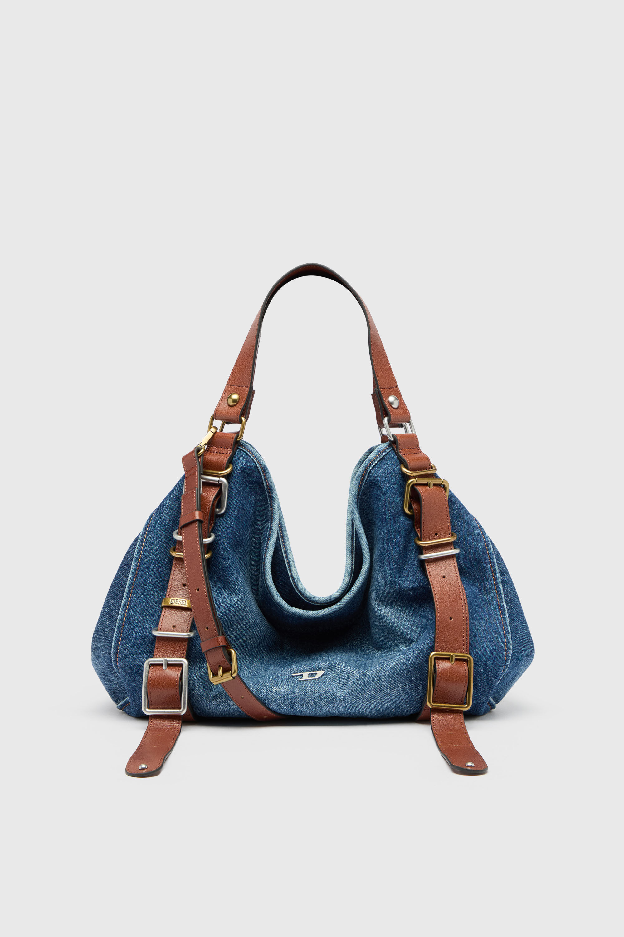 Diesel - D-ONE TOPHANDLE M, Woman's D-One-Medium top-handle bag in denim and leather in null - 1