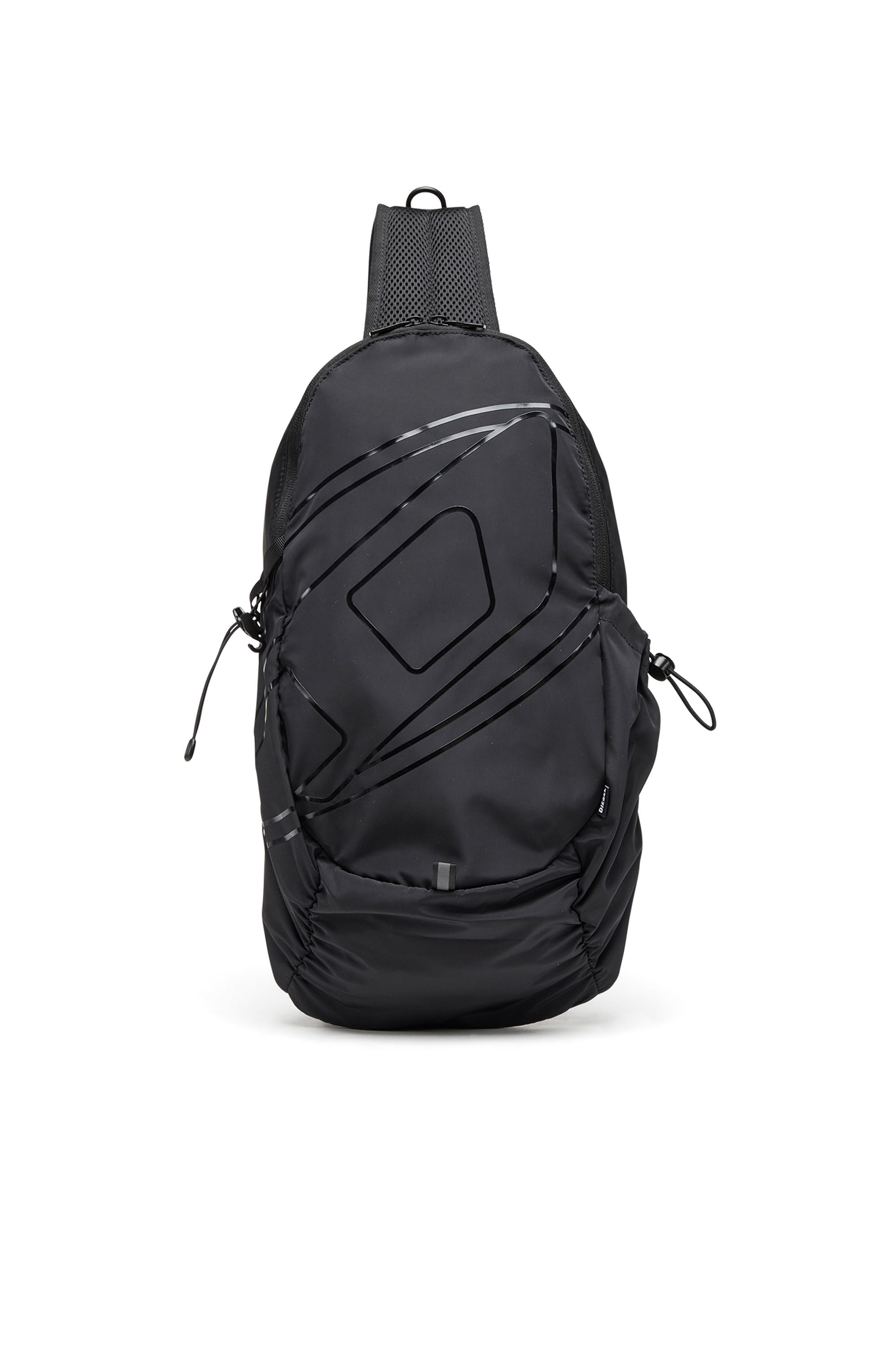 Men's Drape-Nylon sling backpack with tonal logo | Black | Diesel