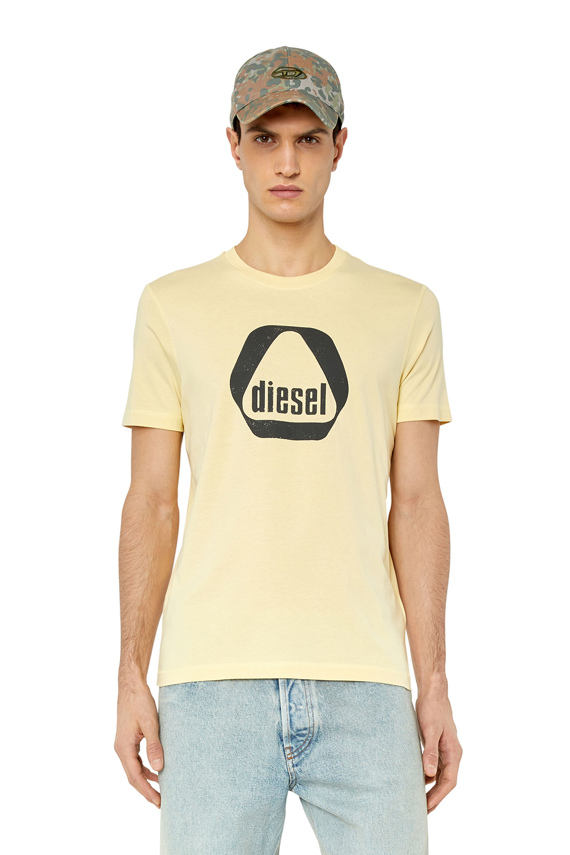 Diesel - T-DIEGOR-G10, Man's T-shirt with utility logo print in Beige - 3