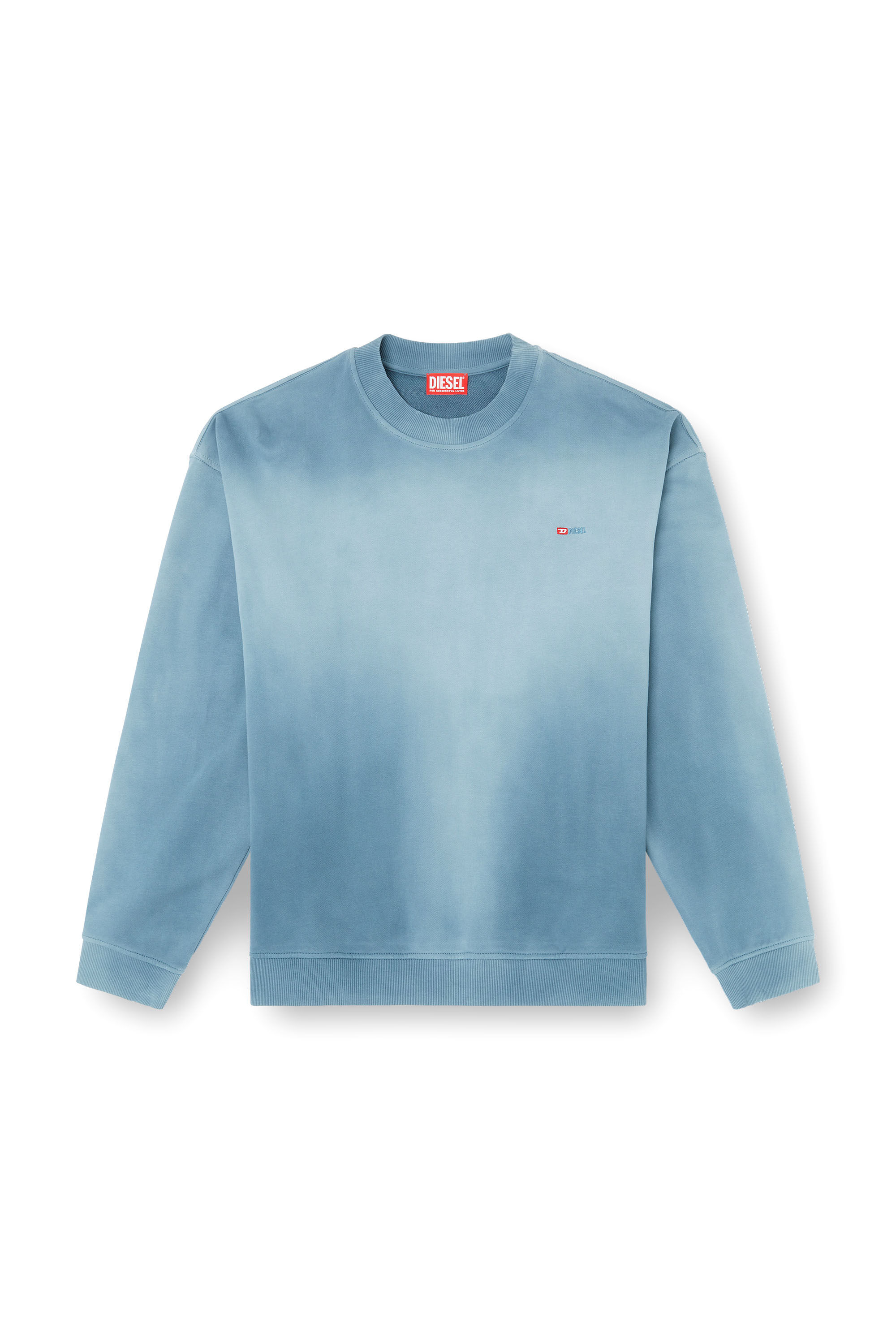 Diesel - S-BOXT-R4, Man's Faded sweatshirt with micro-logo embroidery in Blue - 2