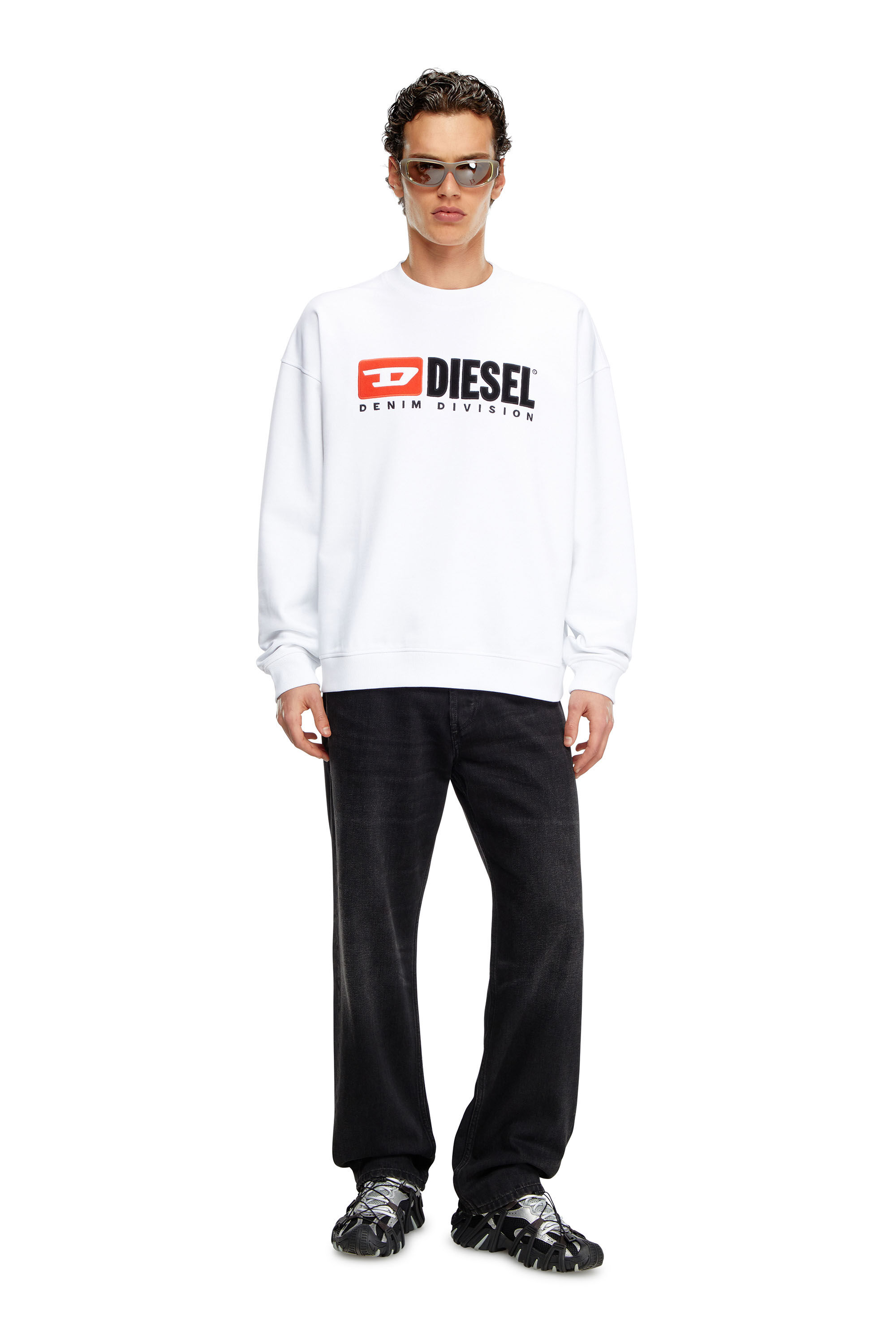 Men s Sweatshirt with Denim Division logo White Diesel