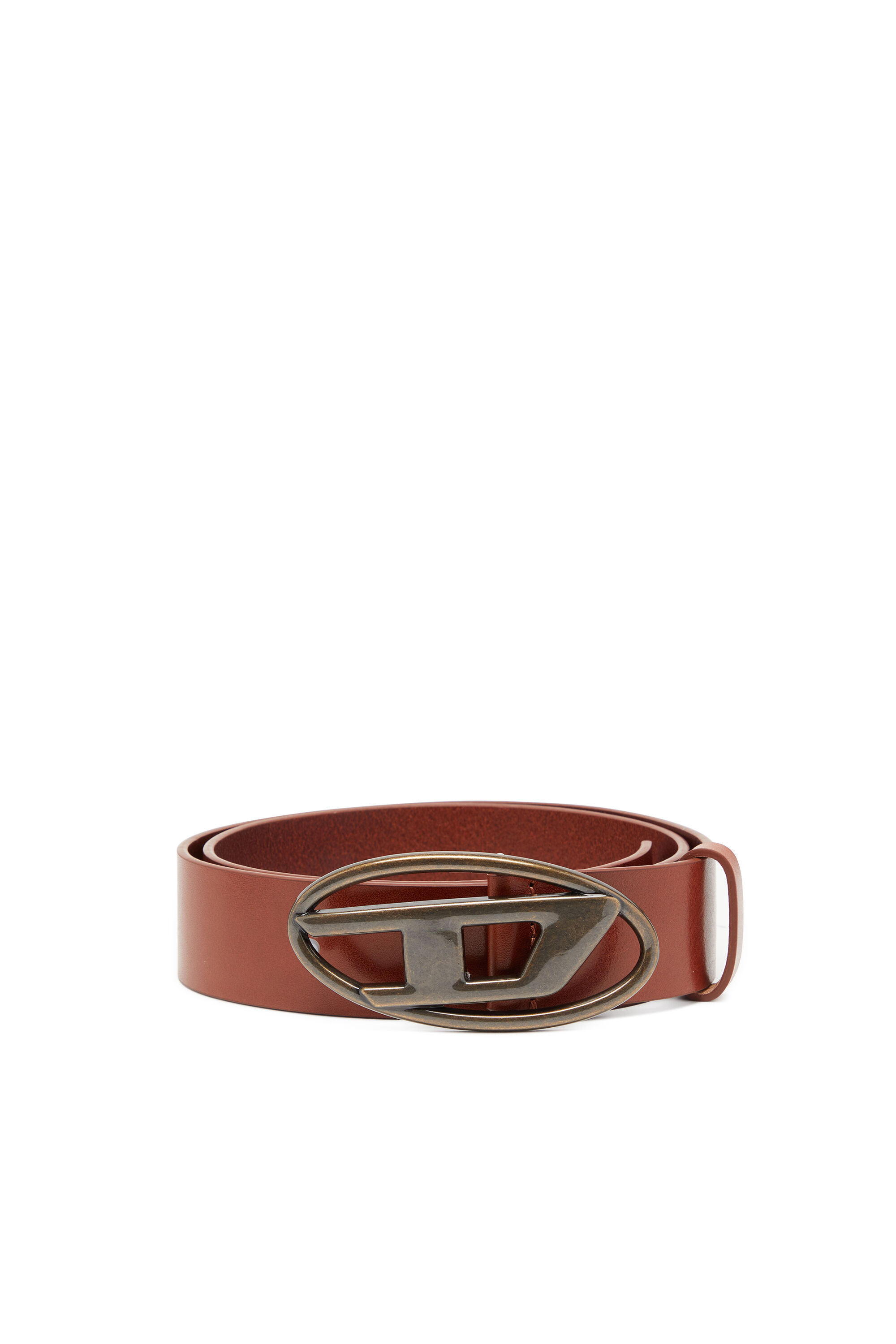 Diesel - B-1DR, Man's 3.9cm leather belt with D buckle in Brown - 1