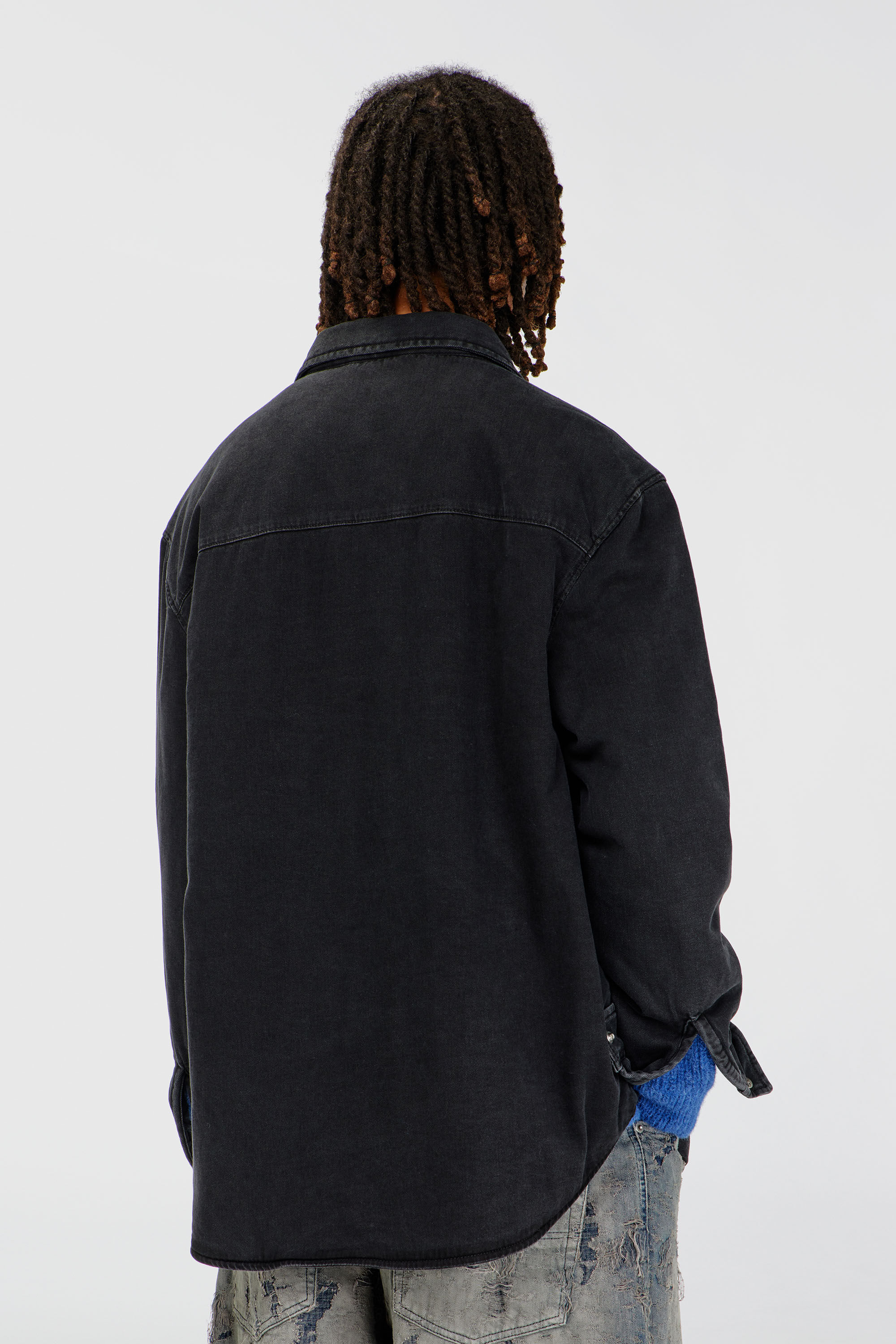 Diesel - D-FLAIM-D, Man's Padded denim overshirt in Black - 4