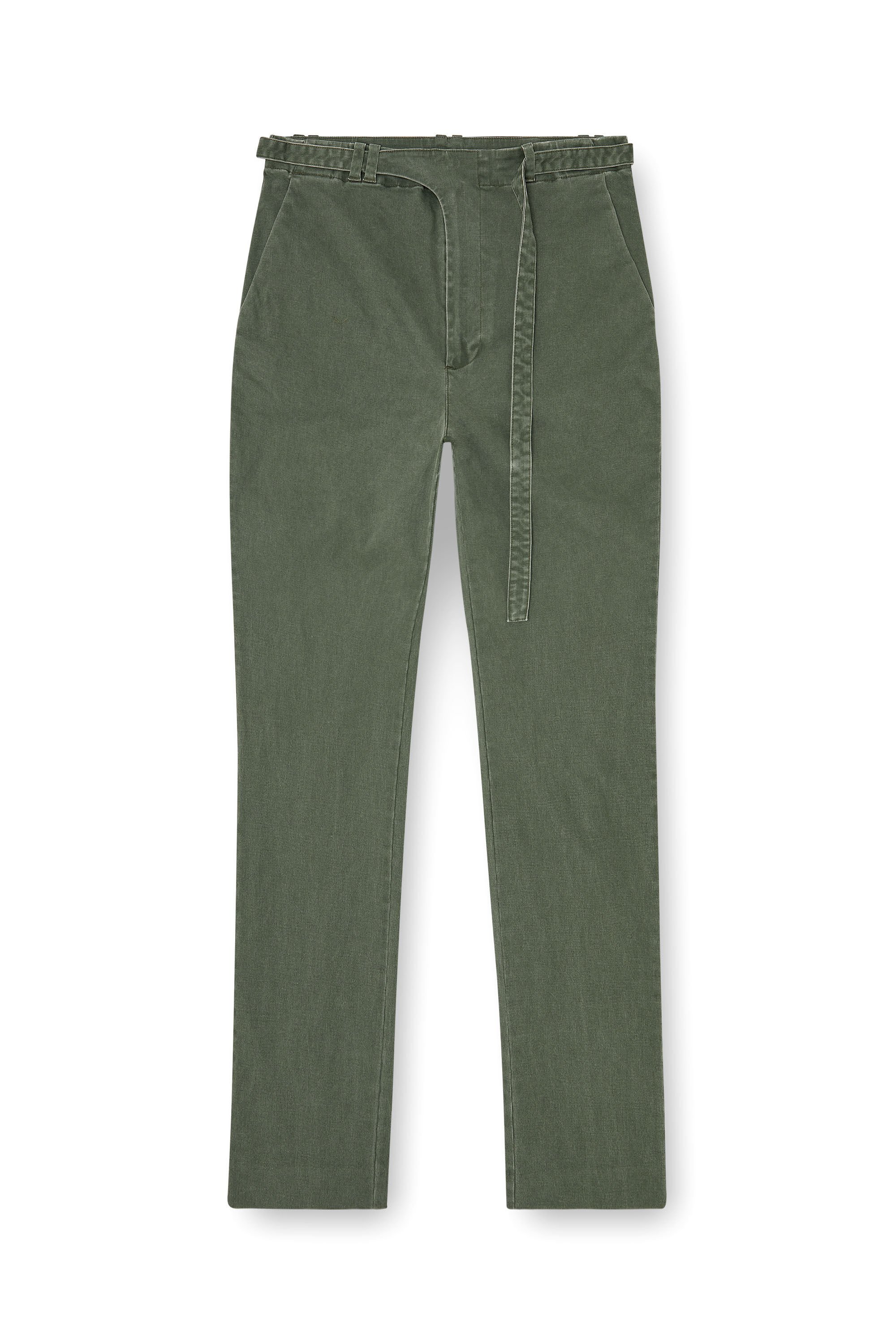 Diesel - P-NEDAR-CO, Man's Coated cotton-twill pants with biker strap in Green - 2
