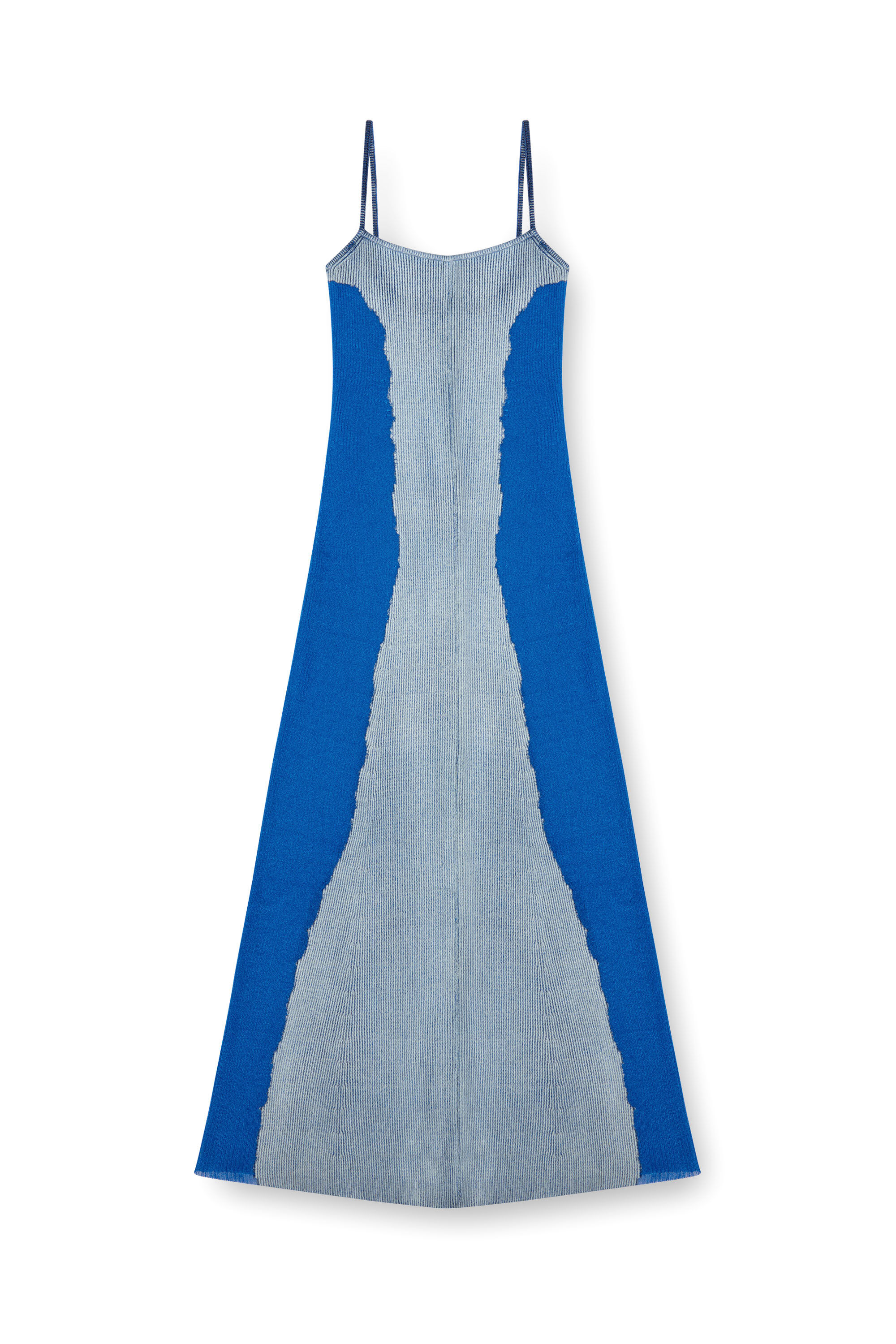 Diesel - M-EDAGLIA, Woman's Midi slip dress in devoré knit in Blue - 2