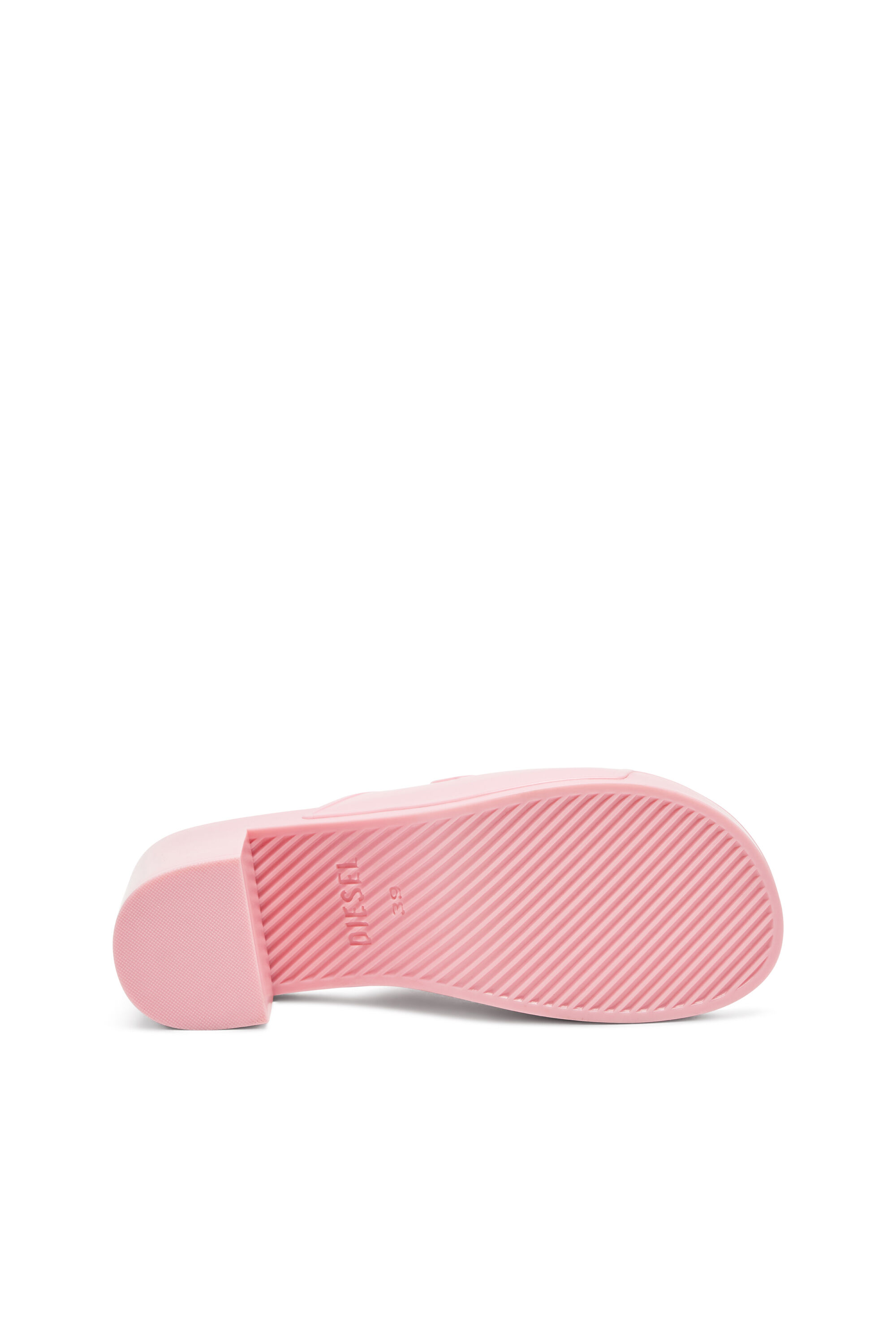 Women's Sa-Bonnie-Heeled rubber slides with cut-out logo | Pink | Diesel