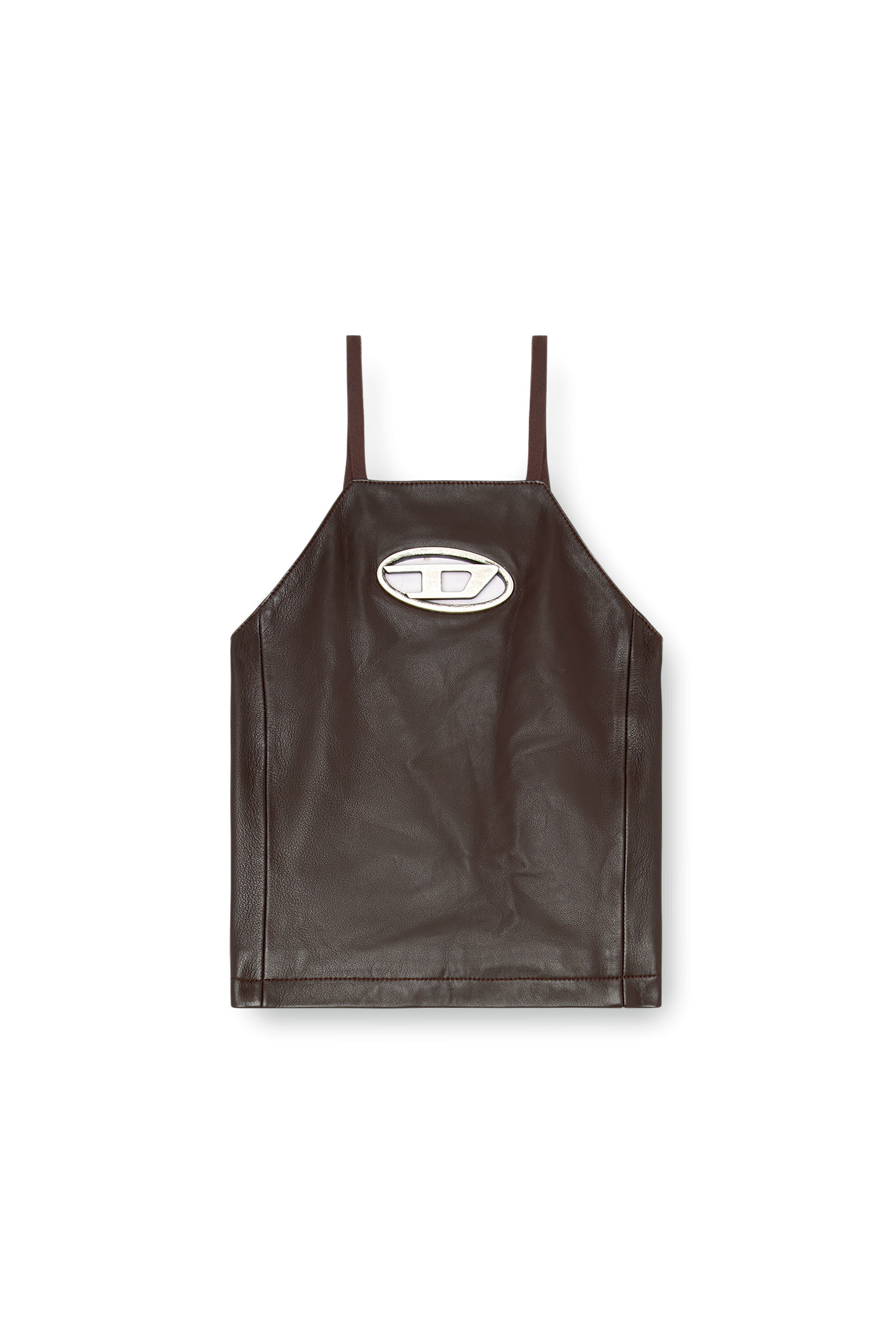 Diesel - L-TWILIGHT, Woman's Open-back leather top in Brown - 2