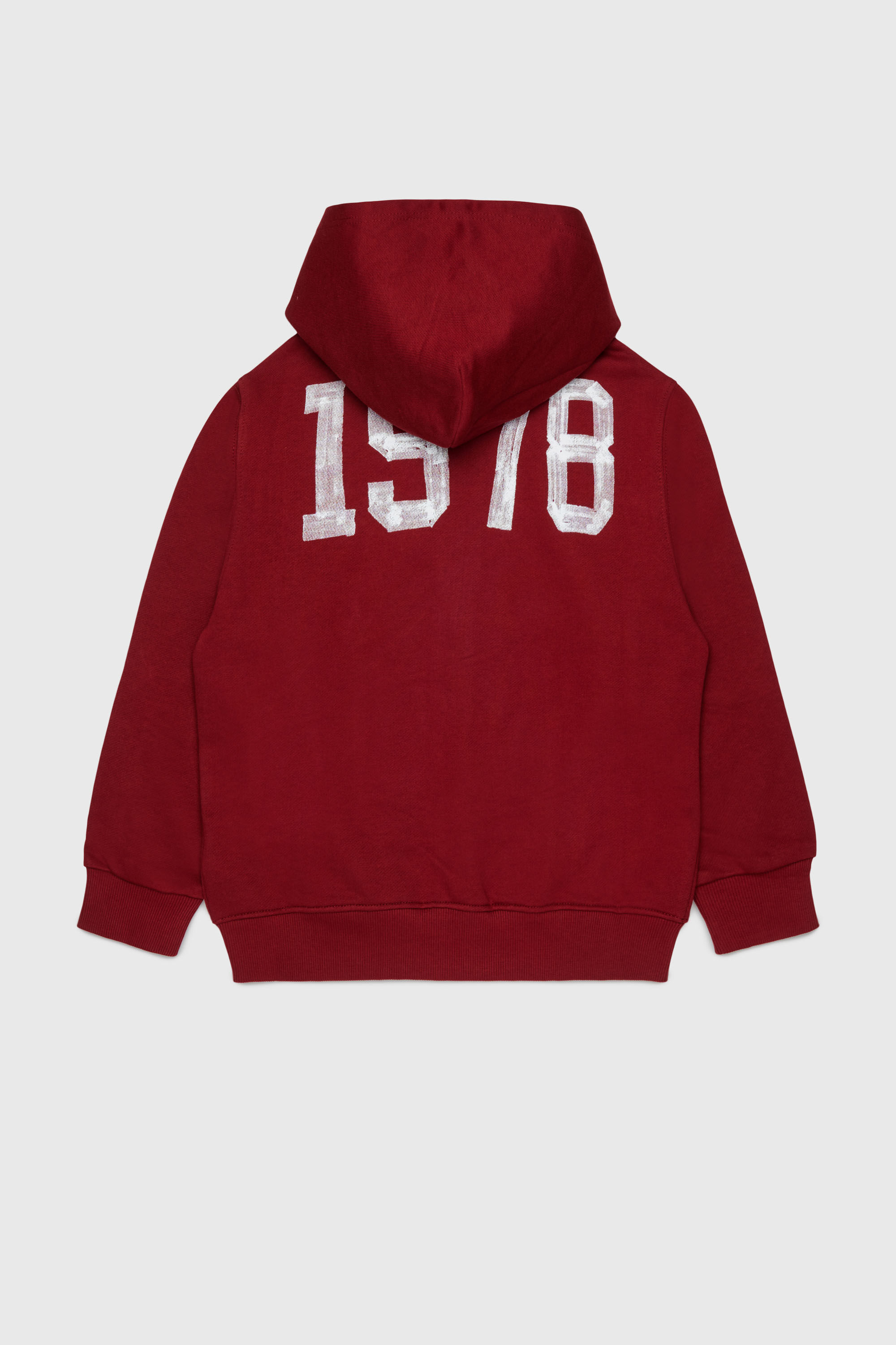 Diesel - SBANDHOOD OVER, Man's Zip-up hoodie with paint-effect logo prints in Red - 2