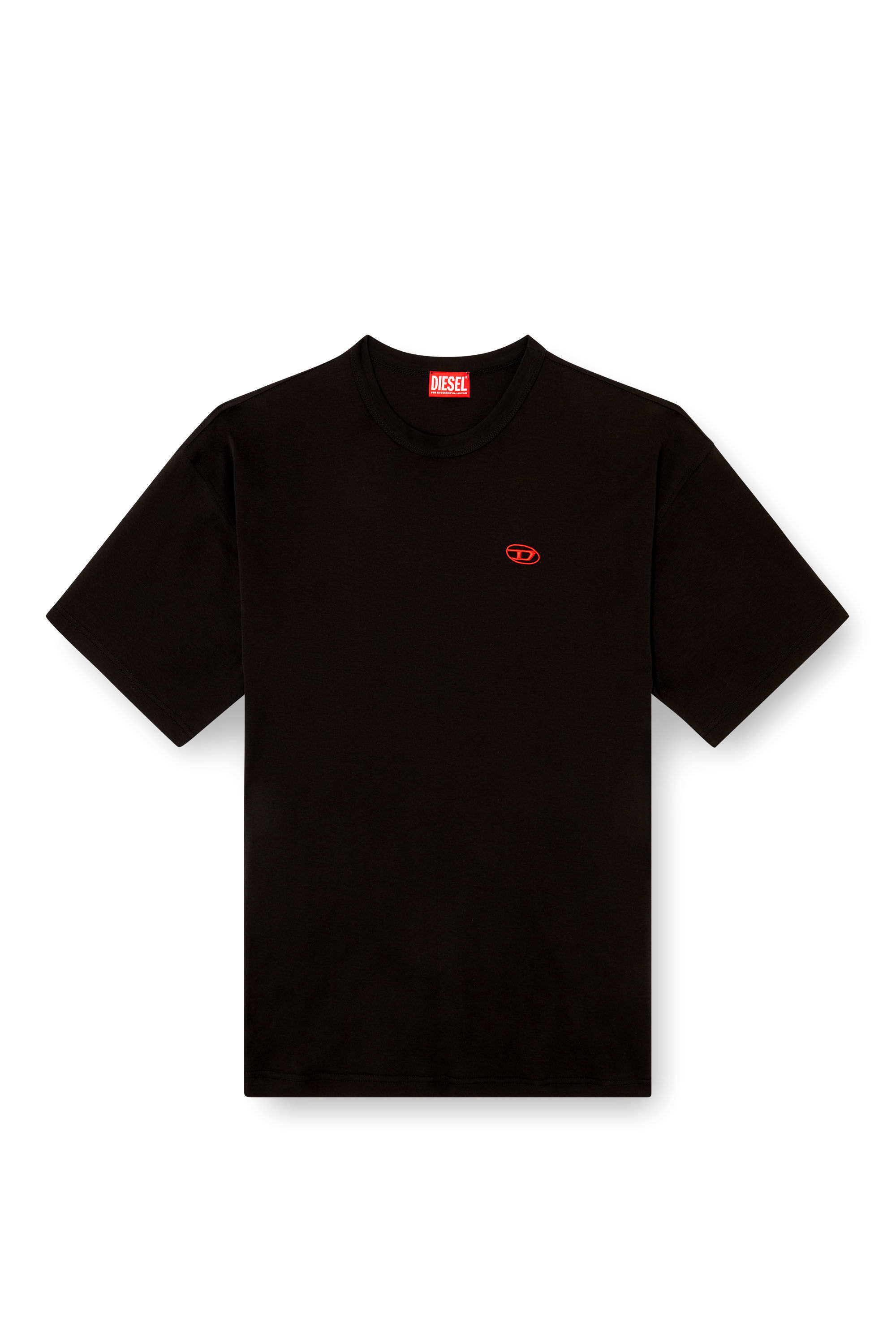 Men's T-shirt with red Oval D | Black | Diesel