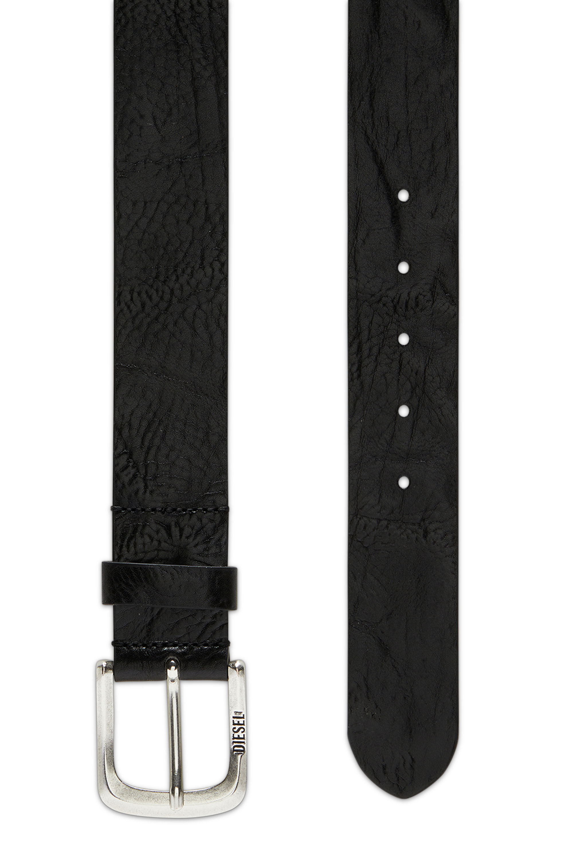 Diesel - B-JACKRON, Man Textured-leather belt with Jacron Patch in Black - Image 2