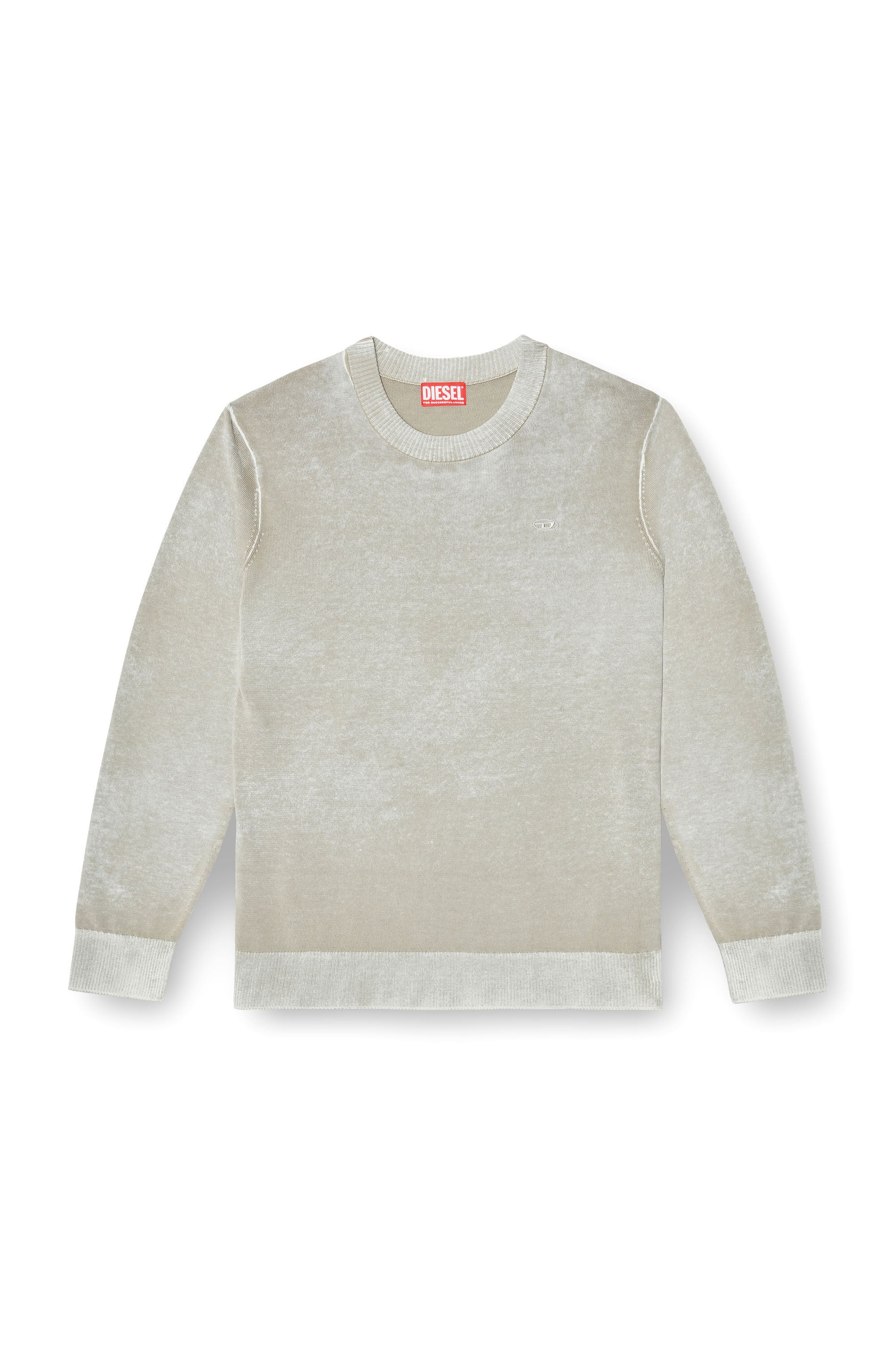 Diesel - K-LAURENT, Man's Jumper with faded reverse print in Light Grey - 2