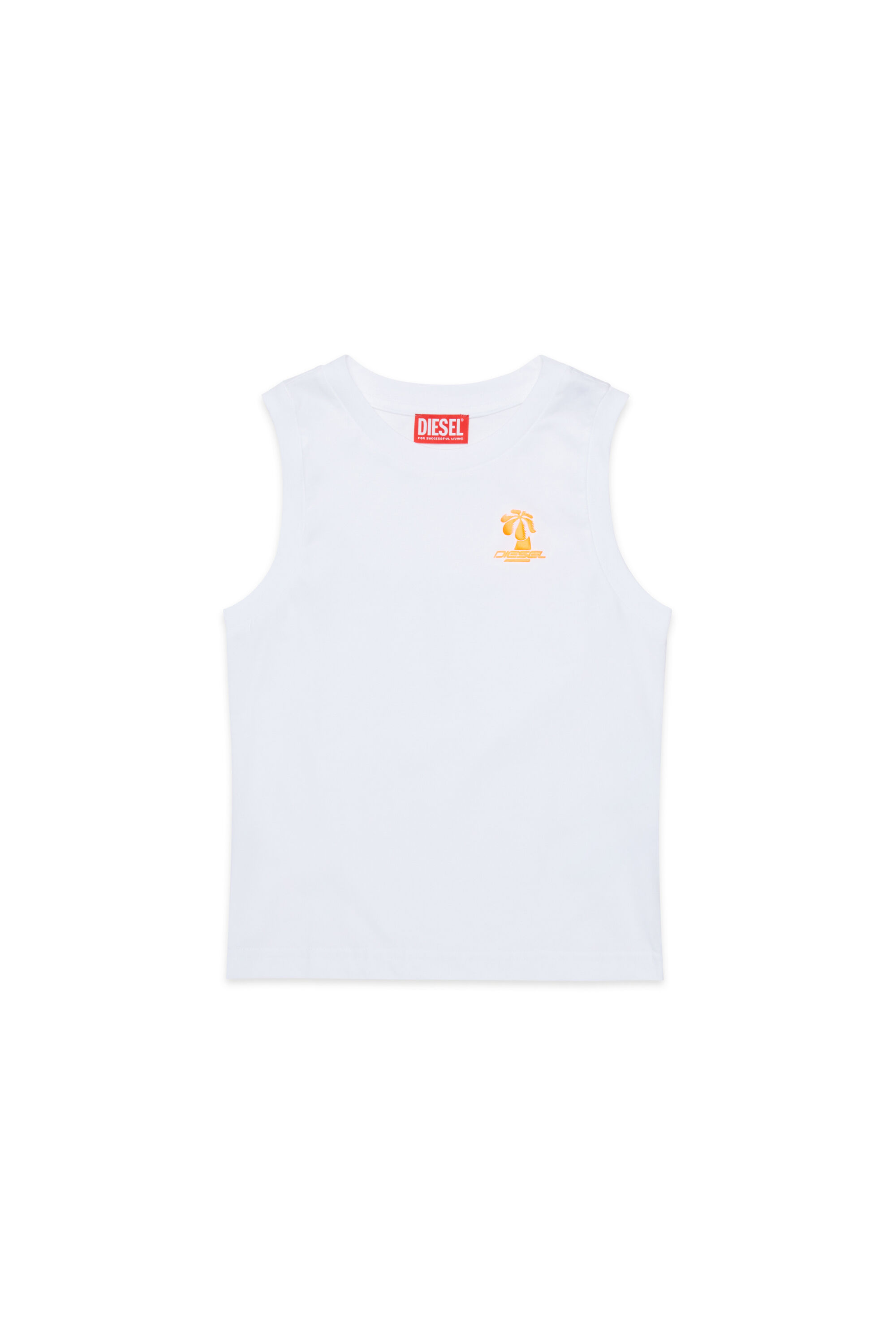 Diesel - MTDENP, Man's Tank top with neon palm logo in White - 1